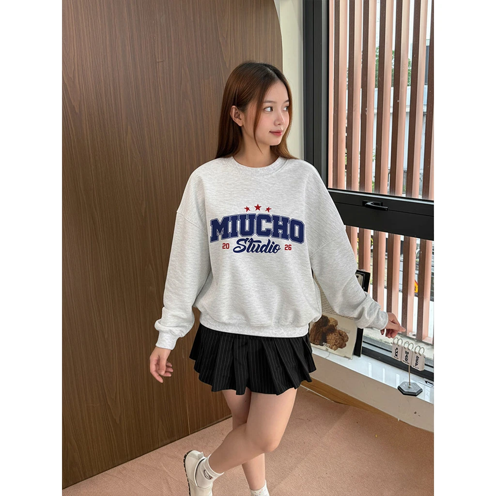 Áo Sweater boxy nam nữ Miucho nỉ 2 da thoáng mát tay dài cổ tròn basic 2952_thumbnail_5