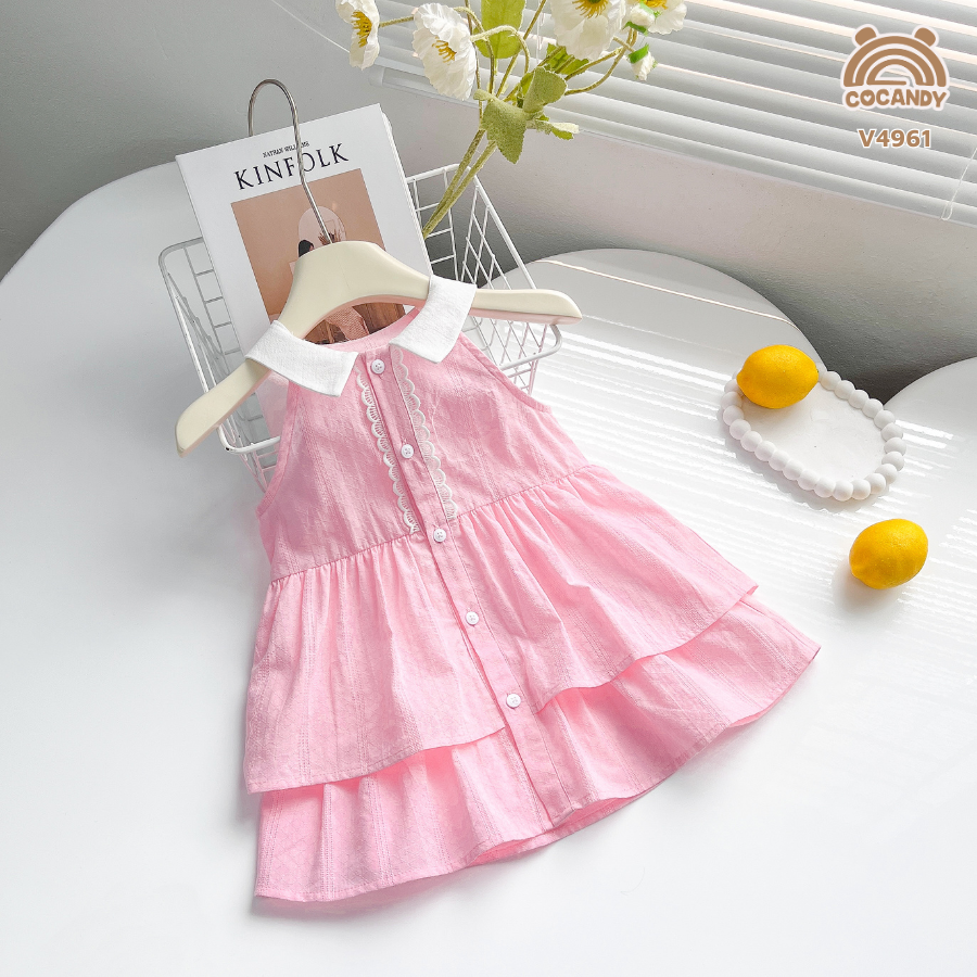 Váy cộc HỒNG sát nách cổ bẻ 2 tầng_thumbnail_0