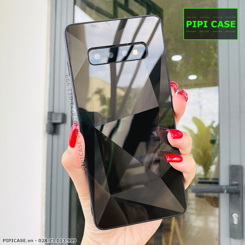 Ốp Lưng Samsung S10 - Kim Cương 6D - Đen
