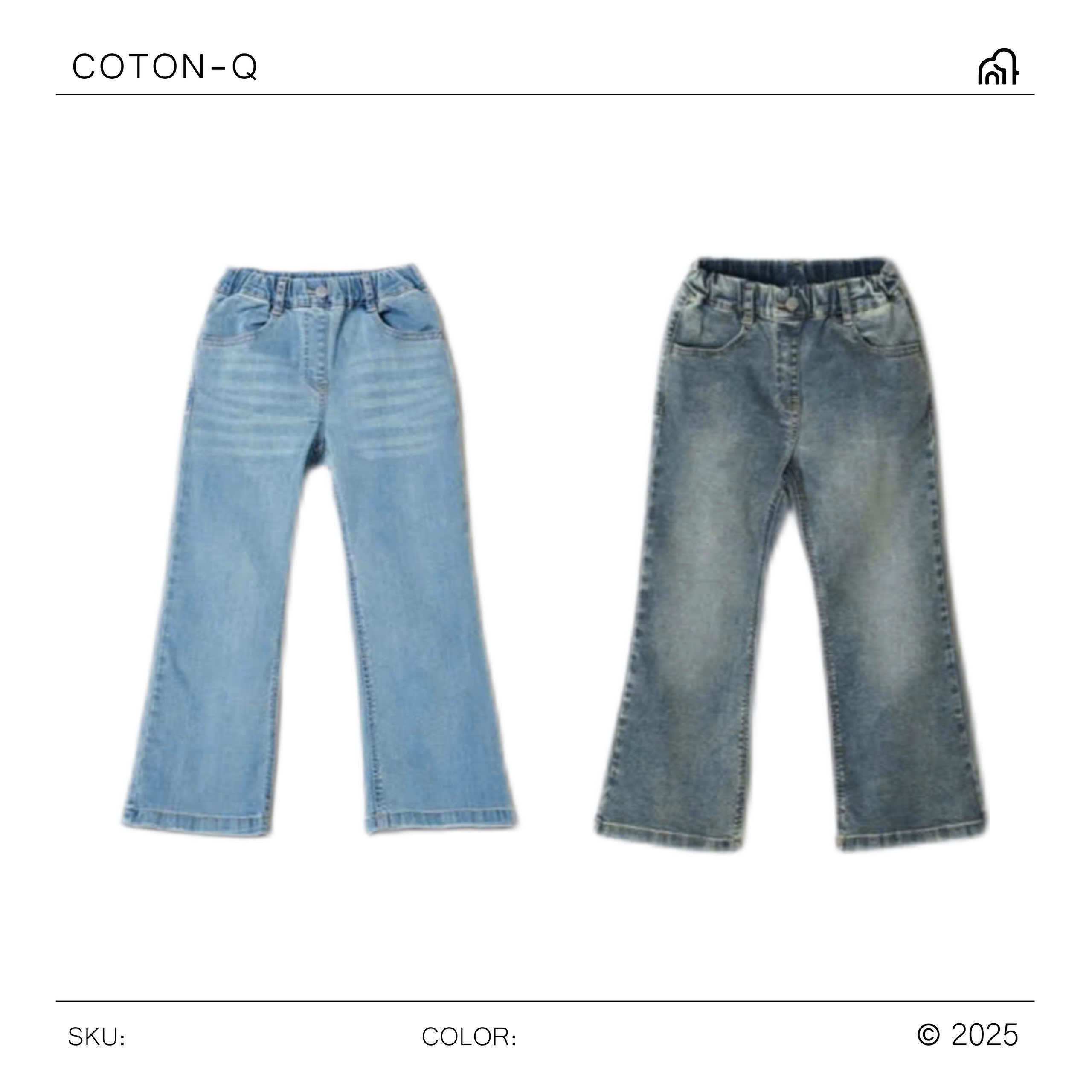 HE128 Quần jean ống loe bé gái ( ĐẬM )