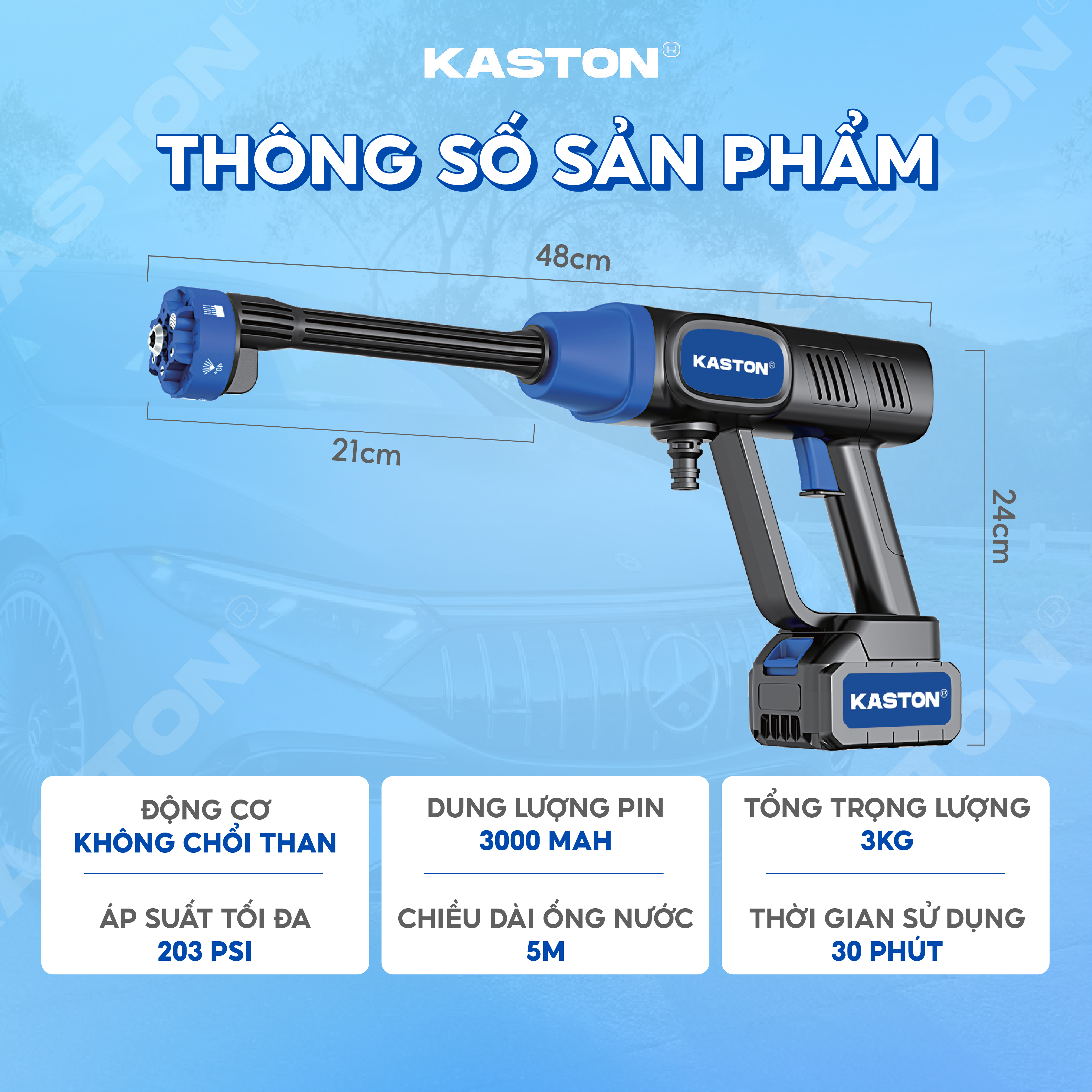 Máy rửa xe pin cao cấp Kaston -R12- Động cơ không chổi than, pin dung lượng lớn, nhỏ gọn, tiện dụng cho Ô Tô_thumbnail_8