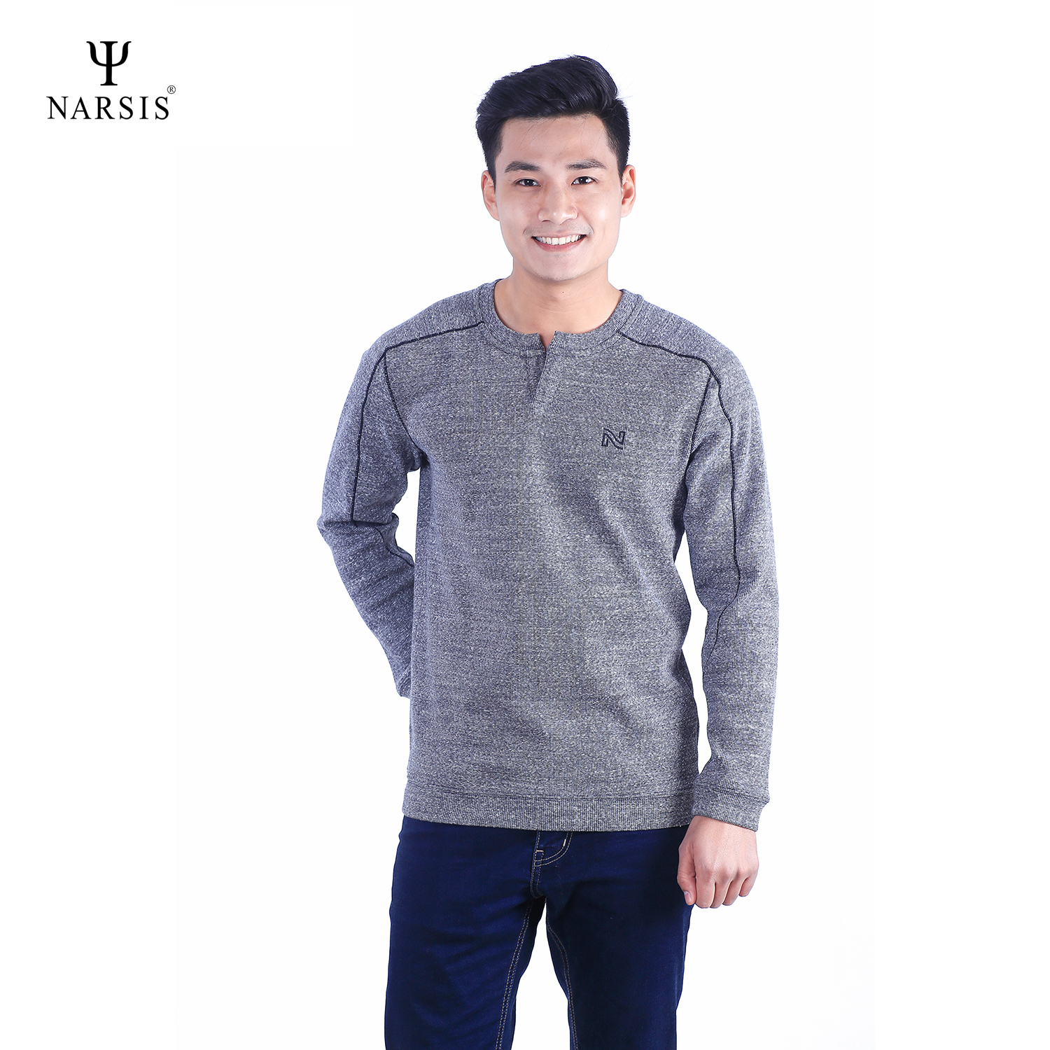 ÁO NAM THU ĐÔNG D7067 NARSIS VẢI LEN COTTON ẤM ÁP, THOÁNG MÁT, GIỮ ẤM TỐT, MỀM MẠI_thumbnail_2