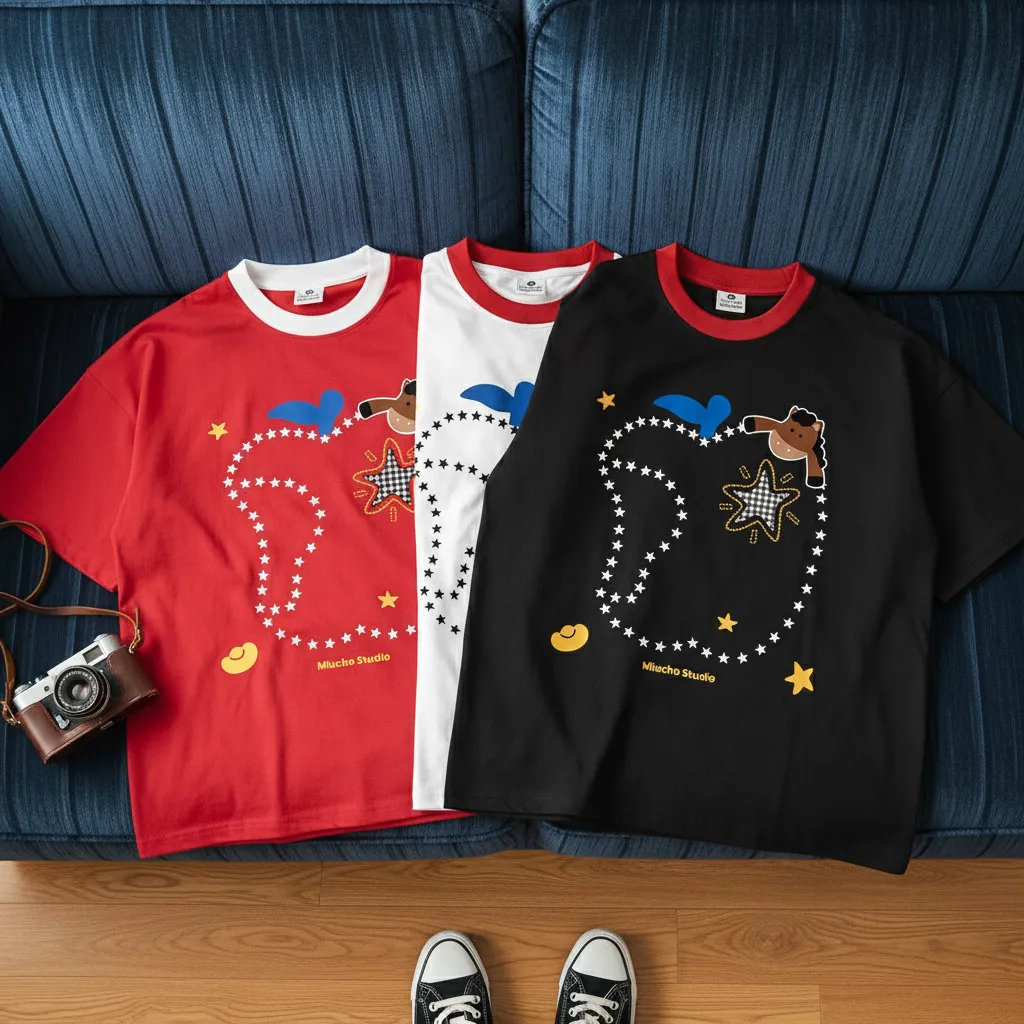 Áo thun boxy phối cổ mix màu đáng yêu Miucho thoáng mát dày dặn đứng form 2967_thumbnail_7