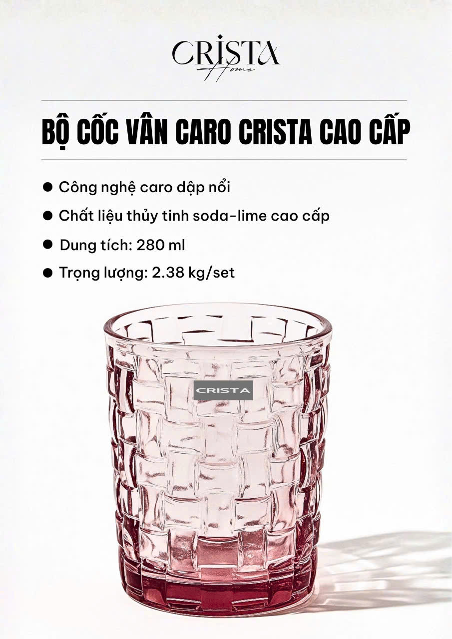 Bộ 6 cốc thủy CRISTA HOME tinh vân caro 280ml_thumbnail_48