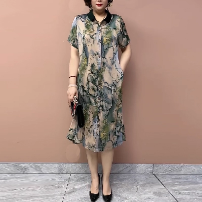 17841-Đầm lụa suông cổ  gập in loang  5D xám xanh ( lụa)_thumbnail_1