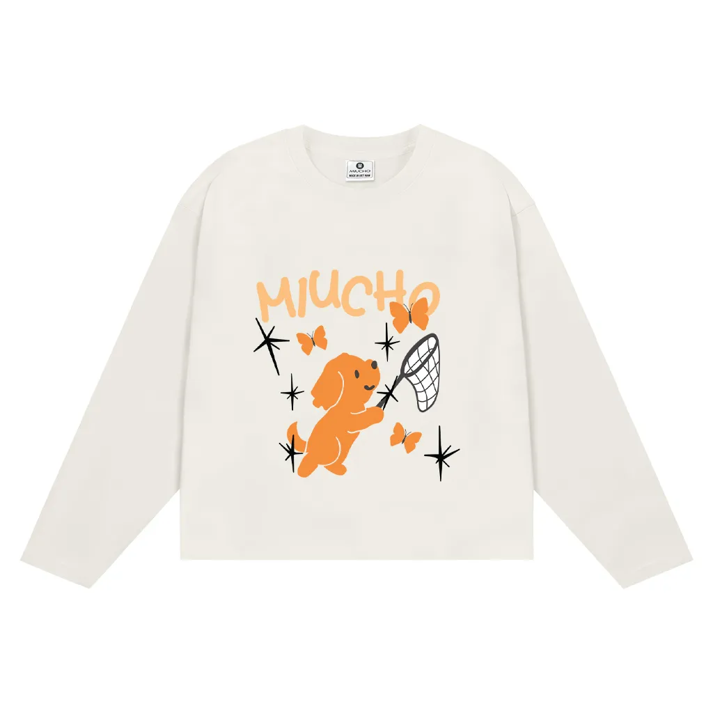 Áo thun boxy nam nữ Miucho chất vải mềm mại thoáng mát cún bắt bướm in mix 2834_thumbnail_11