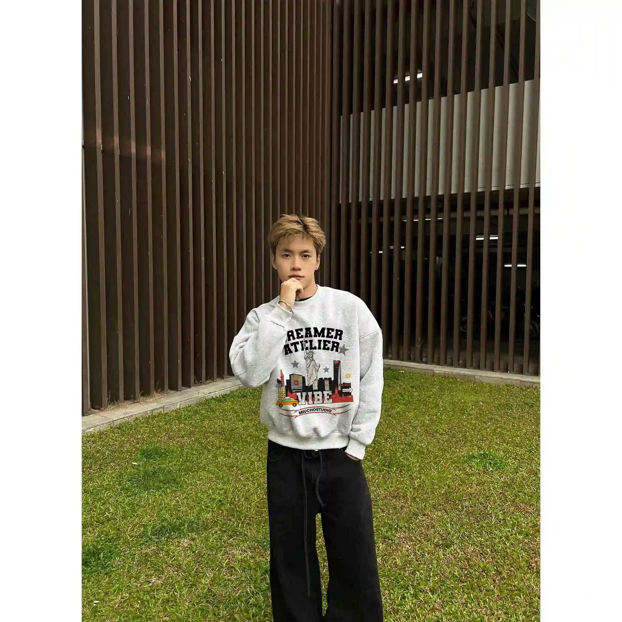 Áo Sweater nam form boxy Miucho Club nỉ 2 da mềm mại thoáng mát Dreamer Atelier in mix 2818_thumbnail_4