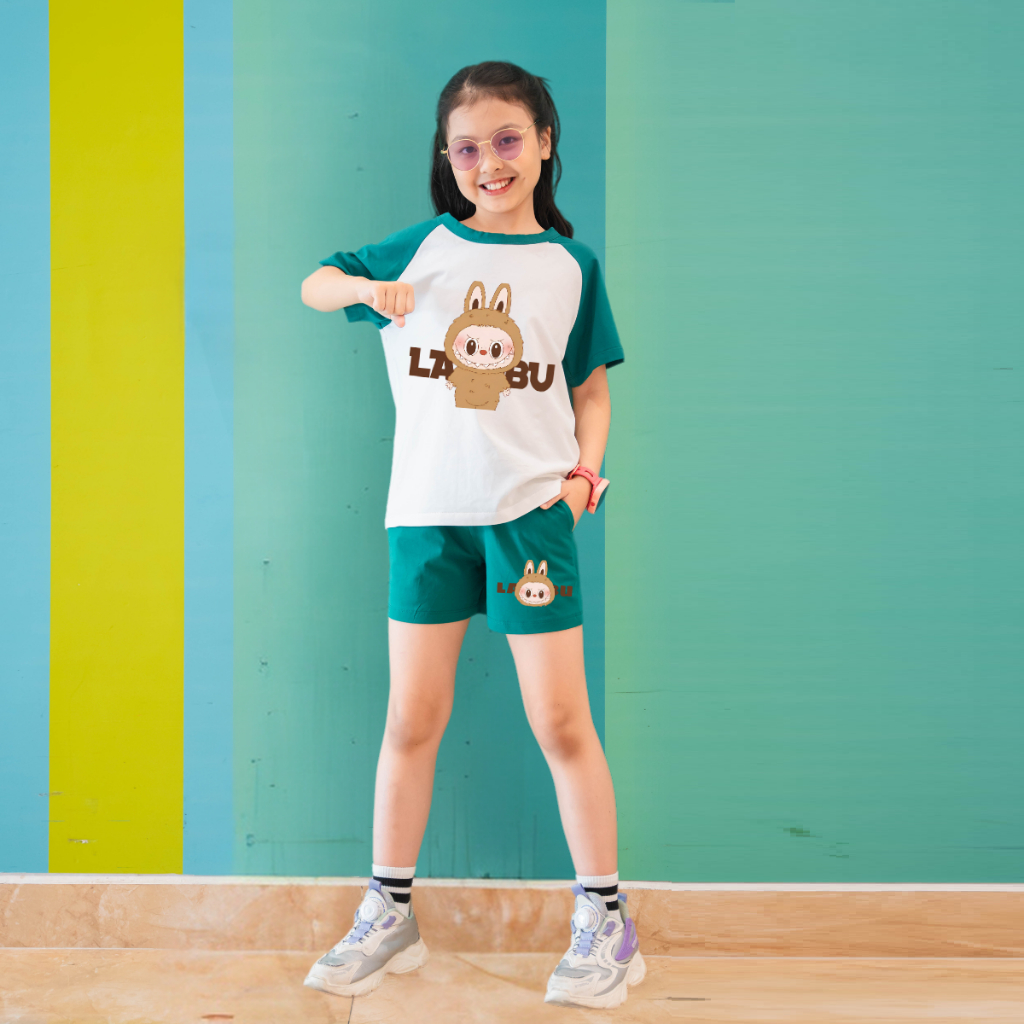 Đồ bộ bé gái phối màu in hình Labubu - Loza Kids FB105_thumbnail_1