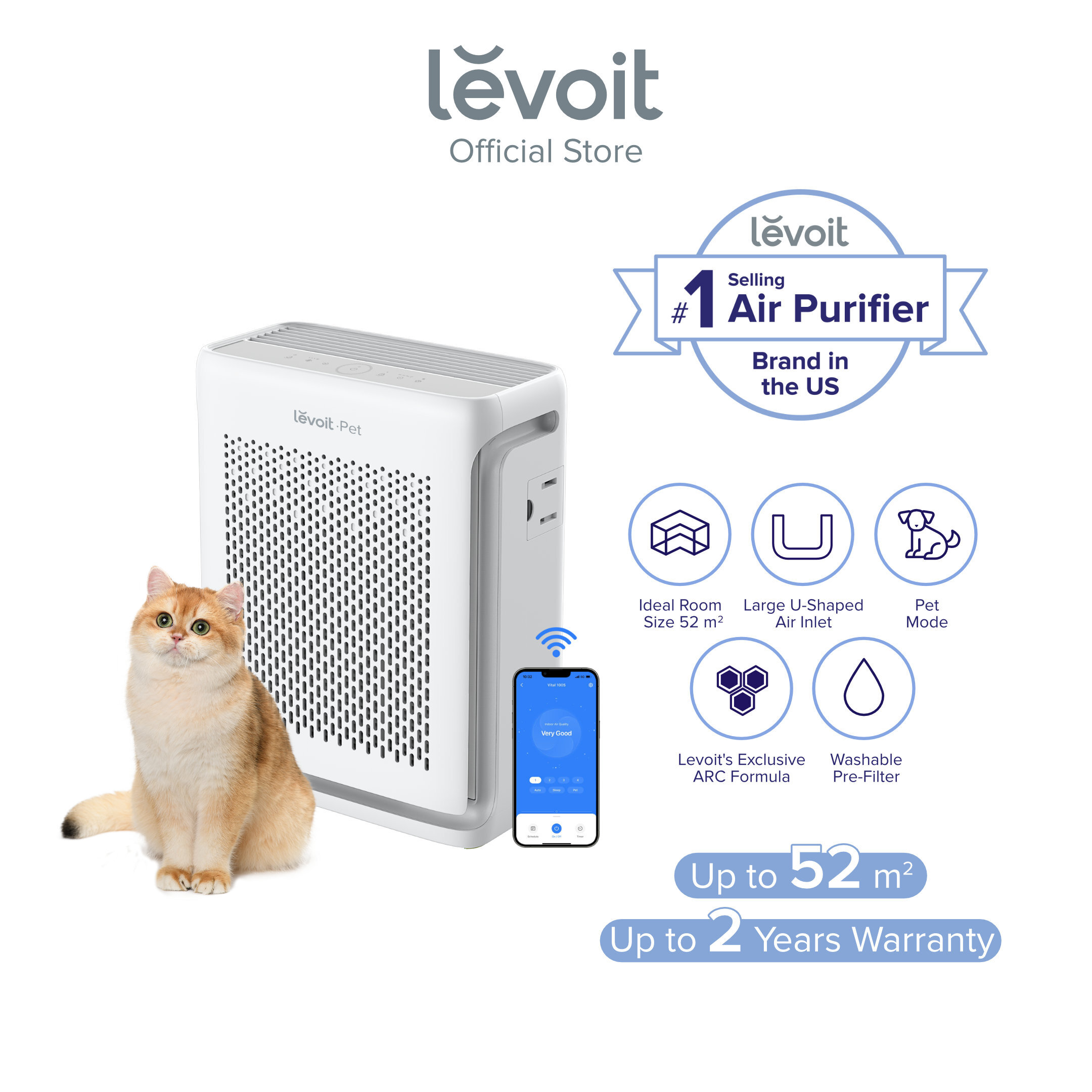 52m² | Levoit Vital 100S Smart Air Purifier