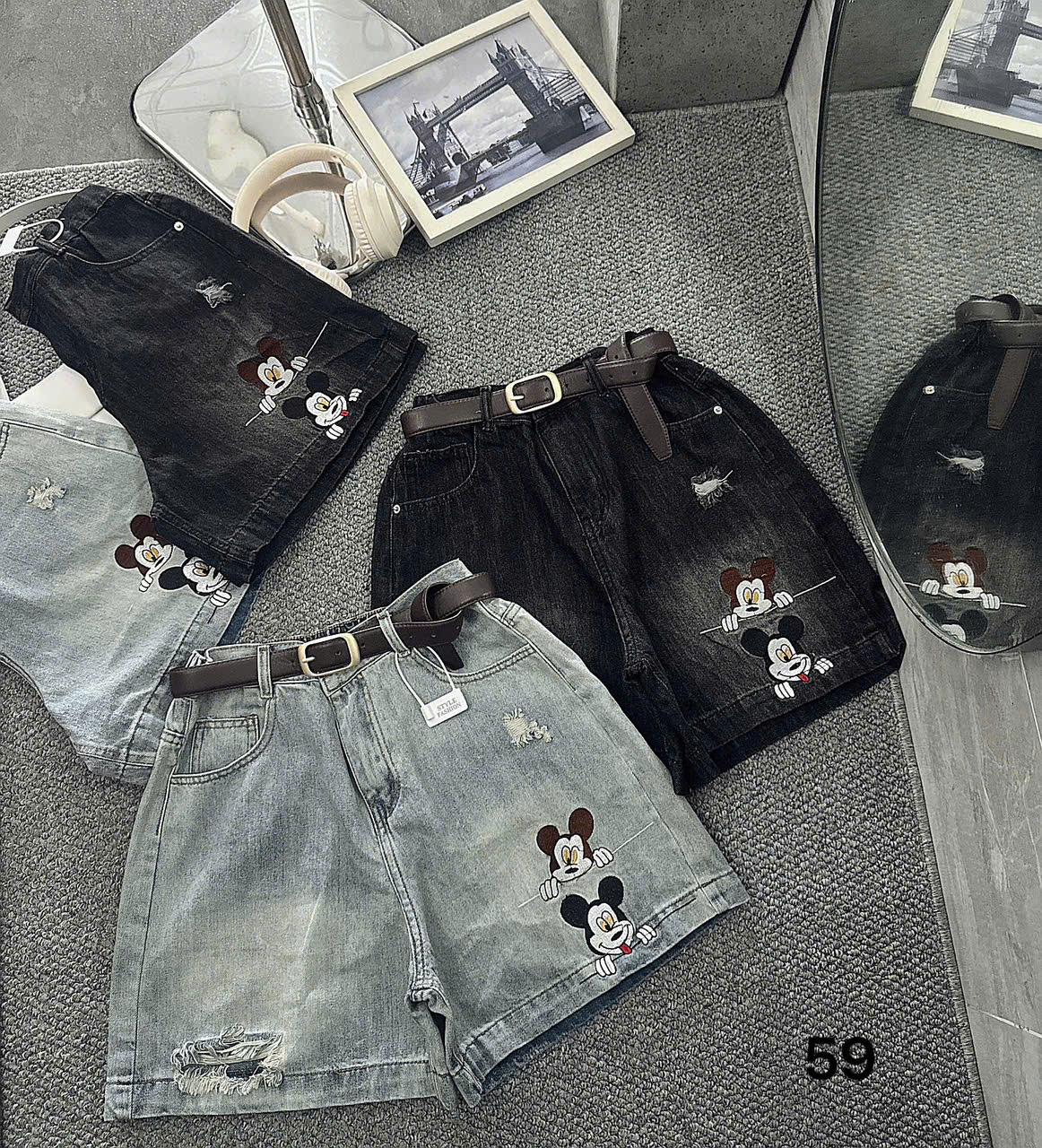 Quần short lửng lưng thun thêu chuột bigsize QSJ59 dành cho nàng từ 55-90kg_thumbnail_5