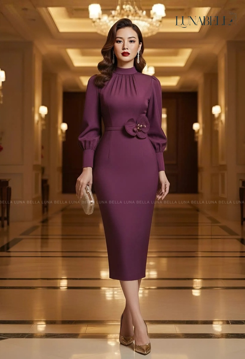 Đầm liền hoa lan ELOISE màu TÍM