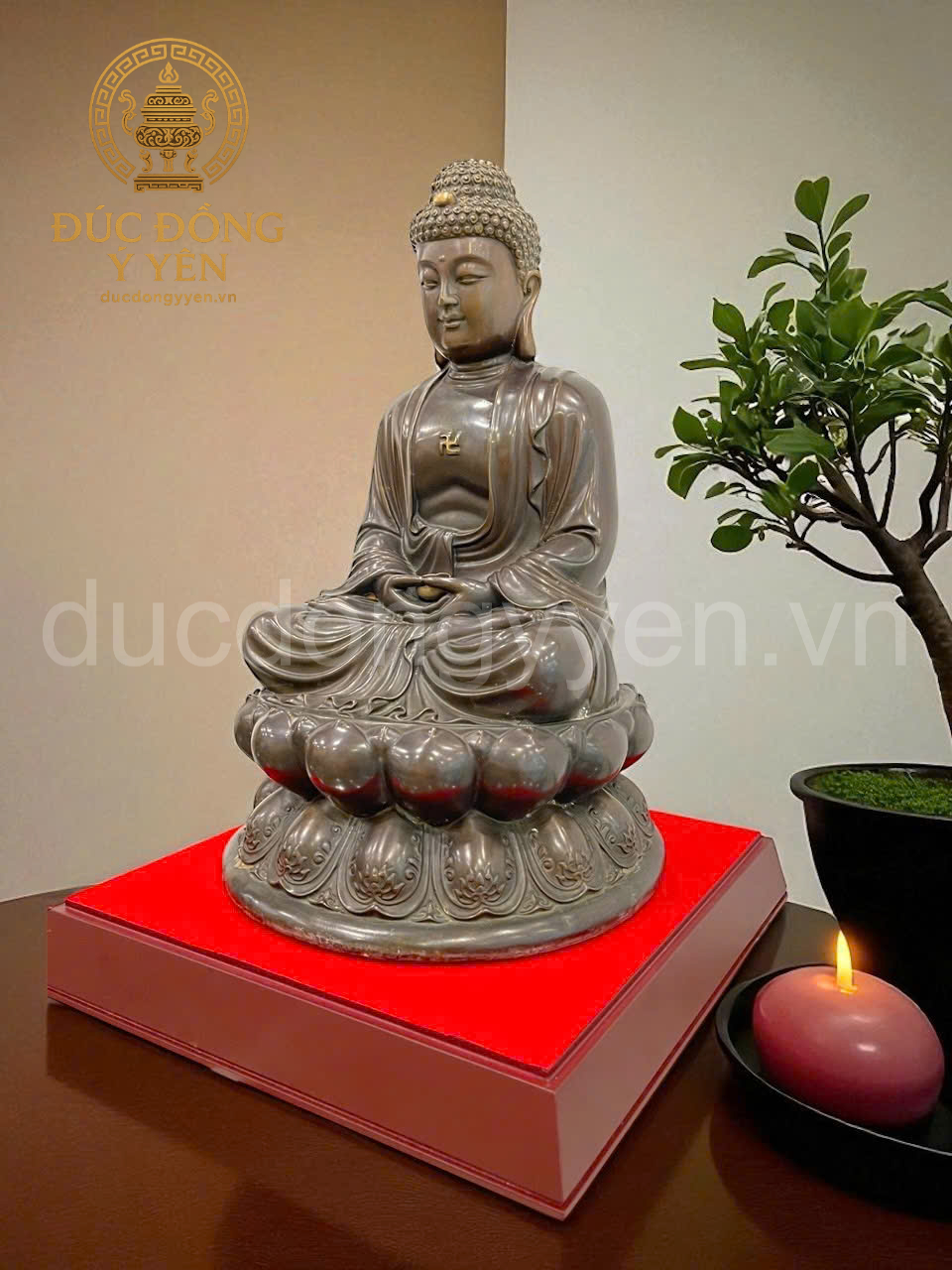 Tượng Phật Quan Âm bằng đồng vàng hun màu  giả cổ_thumbnail_3