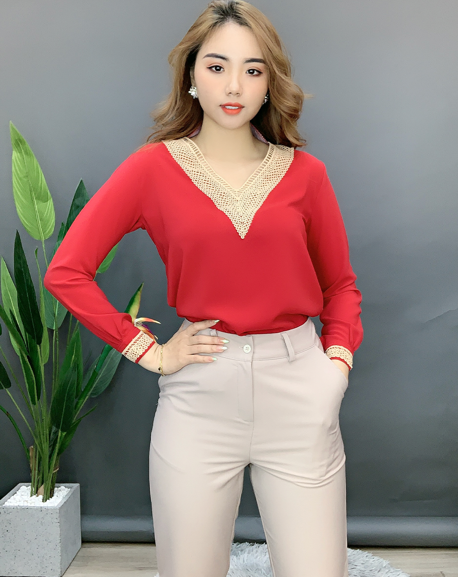 Áo kiểu nữ tay dài phối ren_thumbnail_2