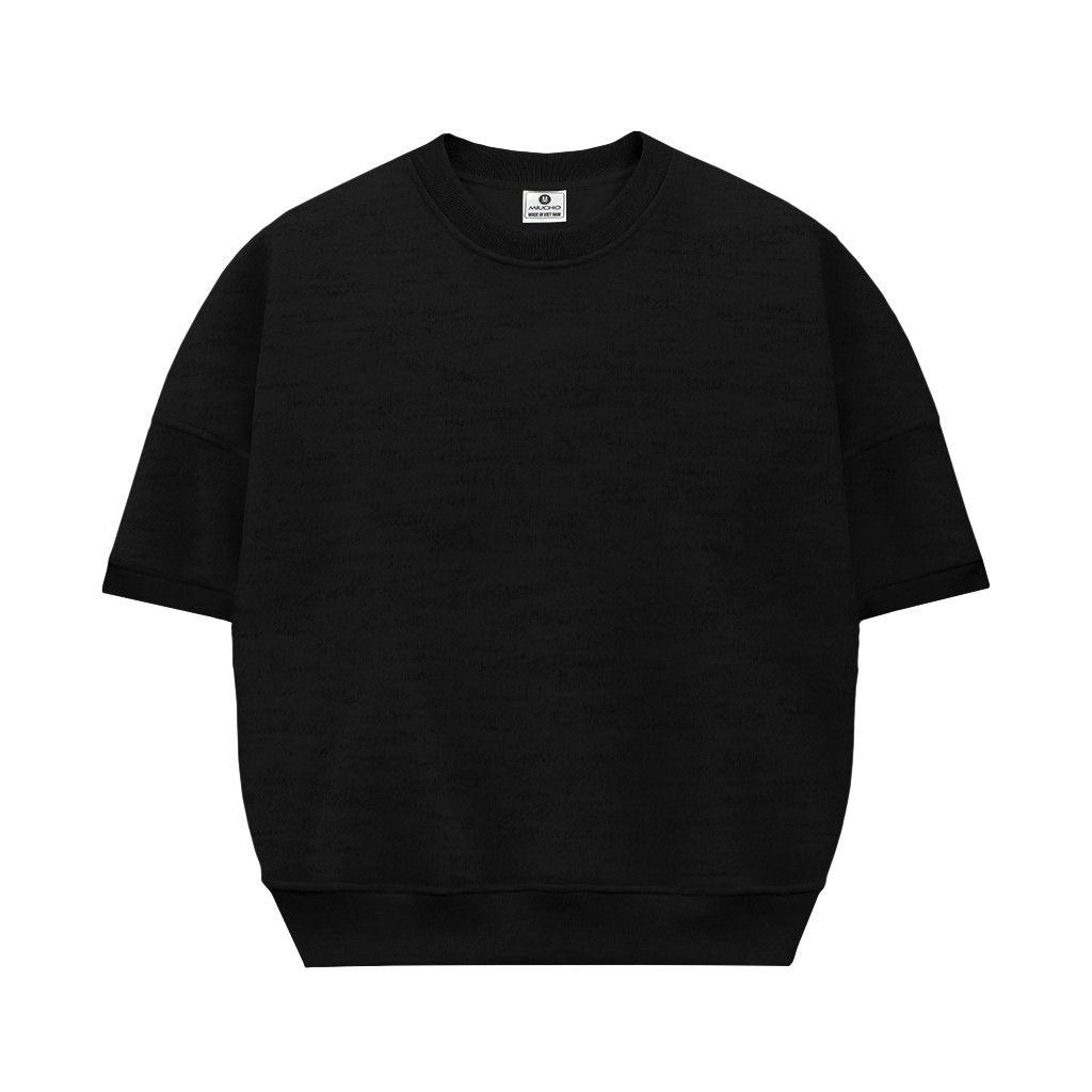 Áo sweater trơn tay ngắn form boxy ST00051 Miucho cổ tròn vải nỉ 2 da_thumbnail_0