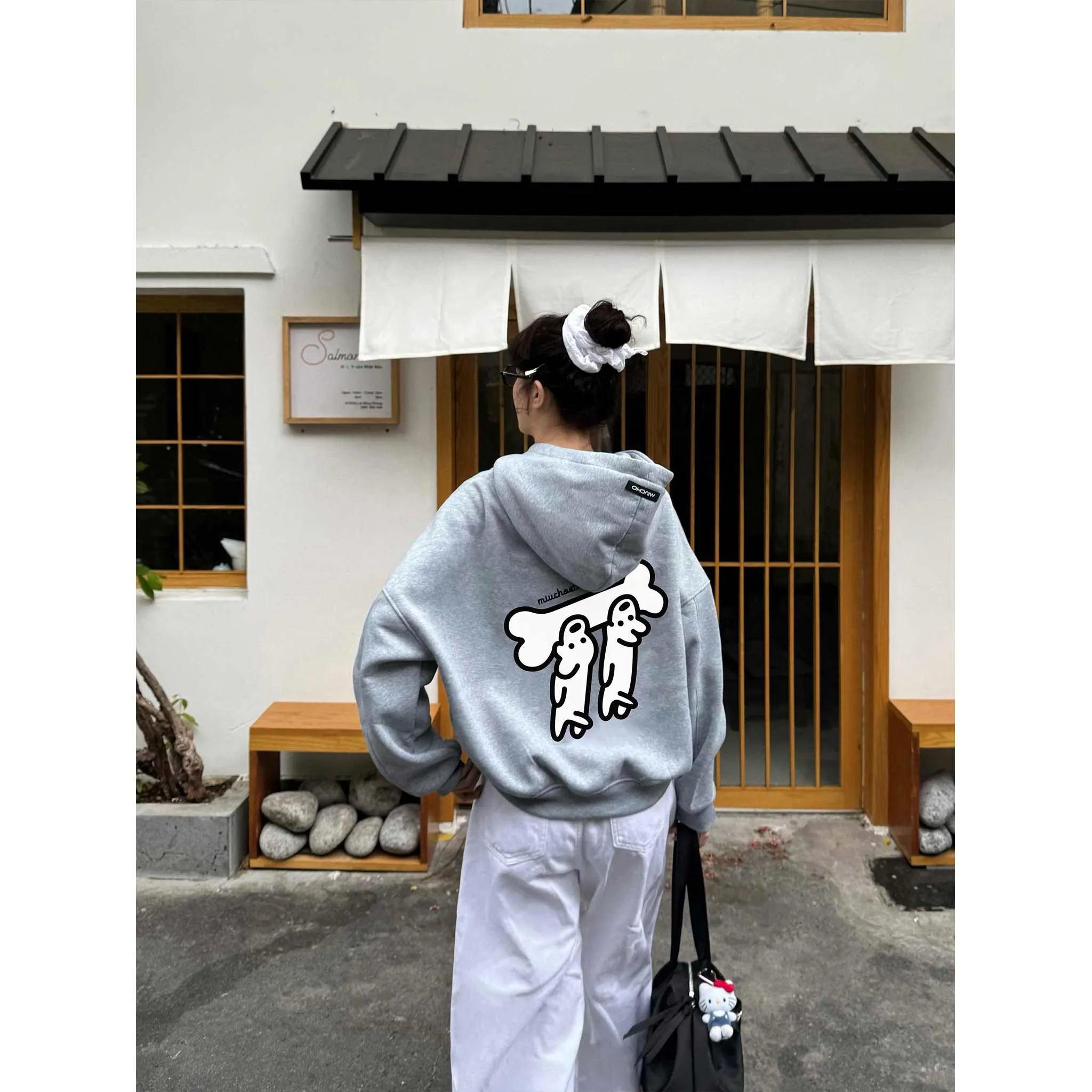 Áo hoodie zip form boxy hình cún dễ thương 2631 Miucho vải nỉ 2 da dày dặn thoáng mát giữ ấm tốt in mix_thumbnail_5