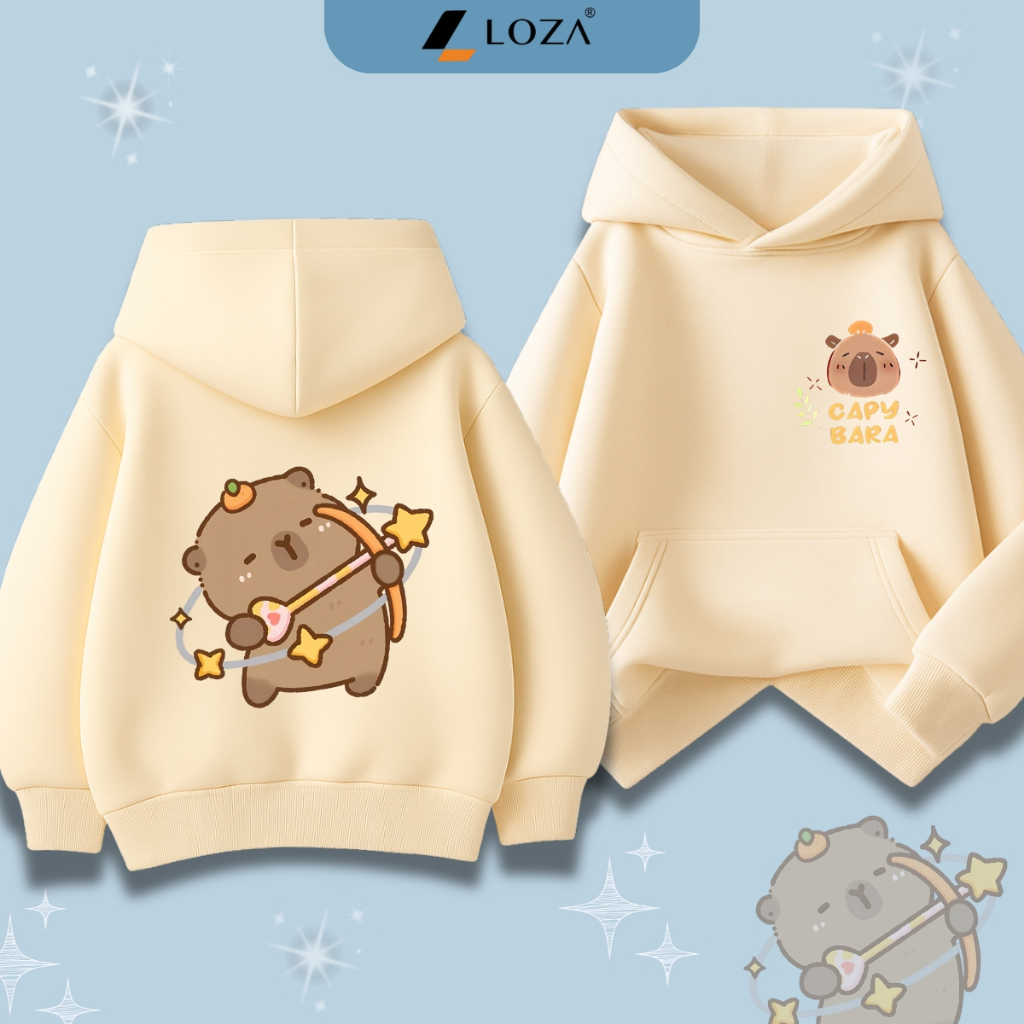 Áo Hoodie bé trai, be gái in hình Capypara - Loza Kids HN3392