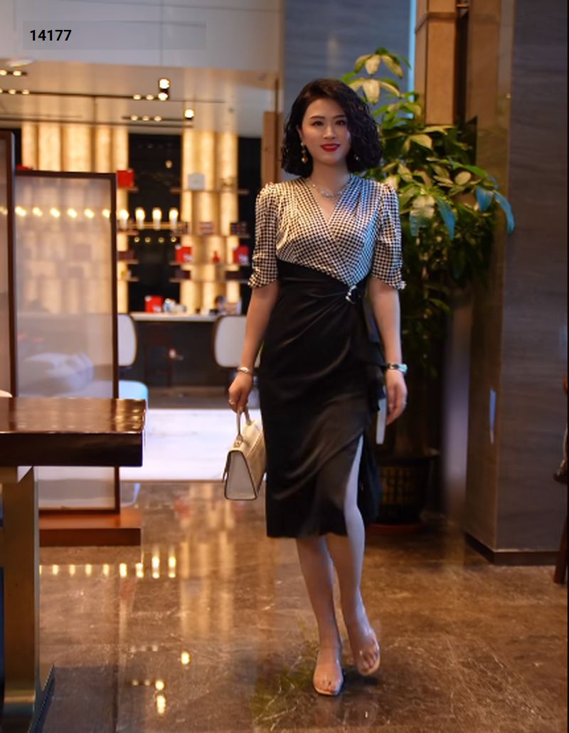 14177-Đầm body cổ tim đắp chéo eo nhún viền bèo (thun)_thumbnail_0