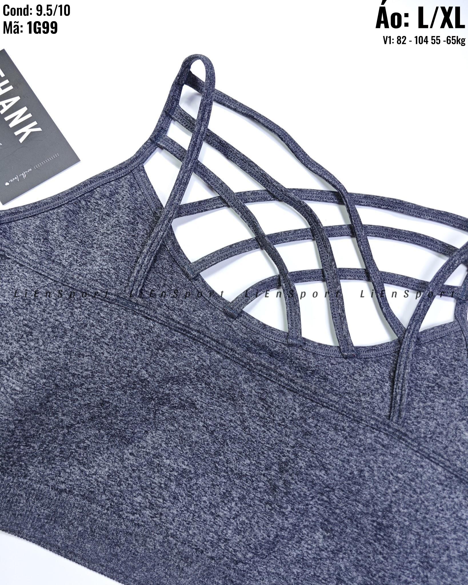 Áo bra thể thao lưng đan dây chữ X Nữ Size L XL Xám đậm ánh kim Auth 2nd Không gọng không đệm Vải co giãn thoáng khí Form ôm sát Phù hợp gym yoga chạy bộ Mã:1G99_thumbnail_3
