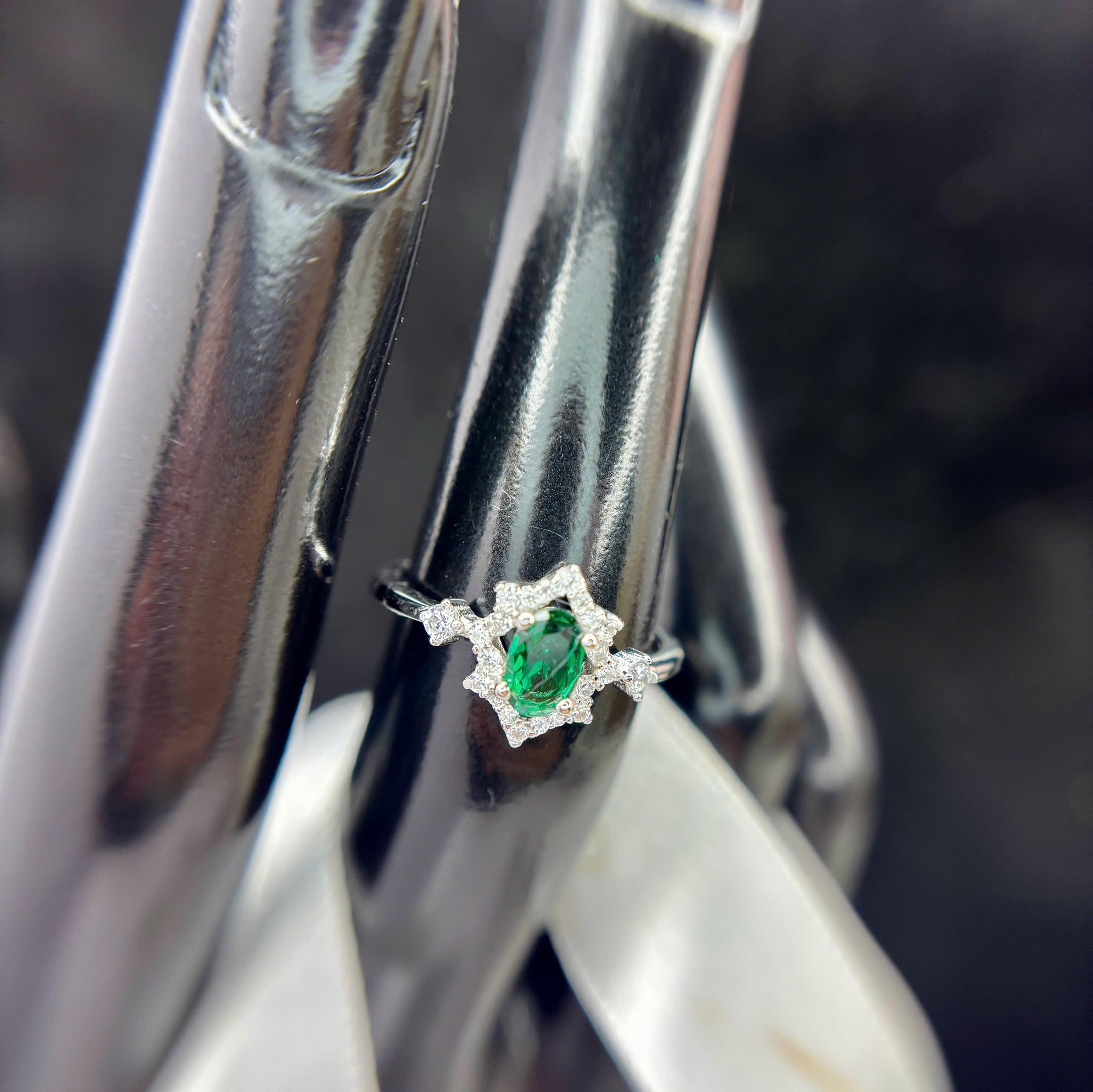 Nhẫn bạc xi bạch kim đá xanh lớn size 6_thumbnail_3