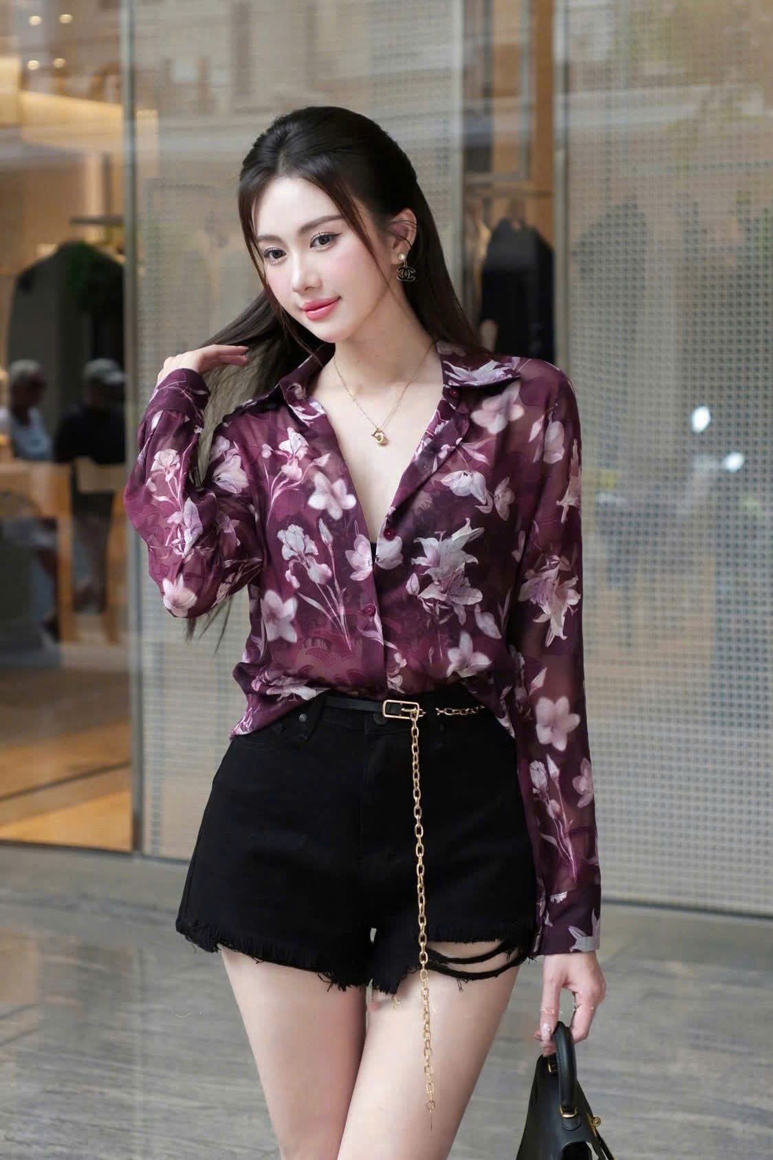 Áo somi họa tiết 2 màu ( XANH )_thumbnail_4