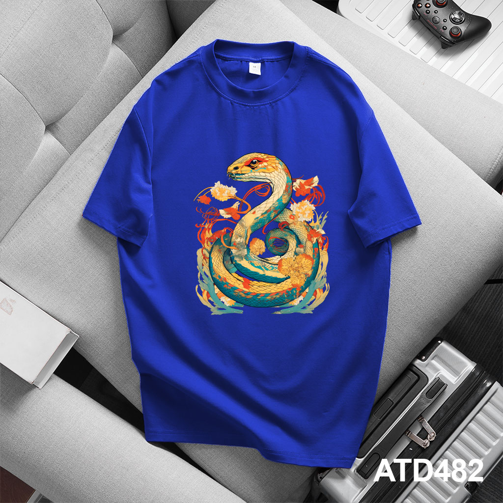 Áo thun nam form rộng 12 con giáp tuổi Tỵ ATD482 Miucho Iconic cotton cổ tròn in graphic_thumbnail_6