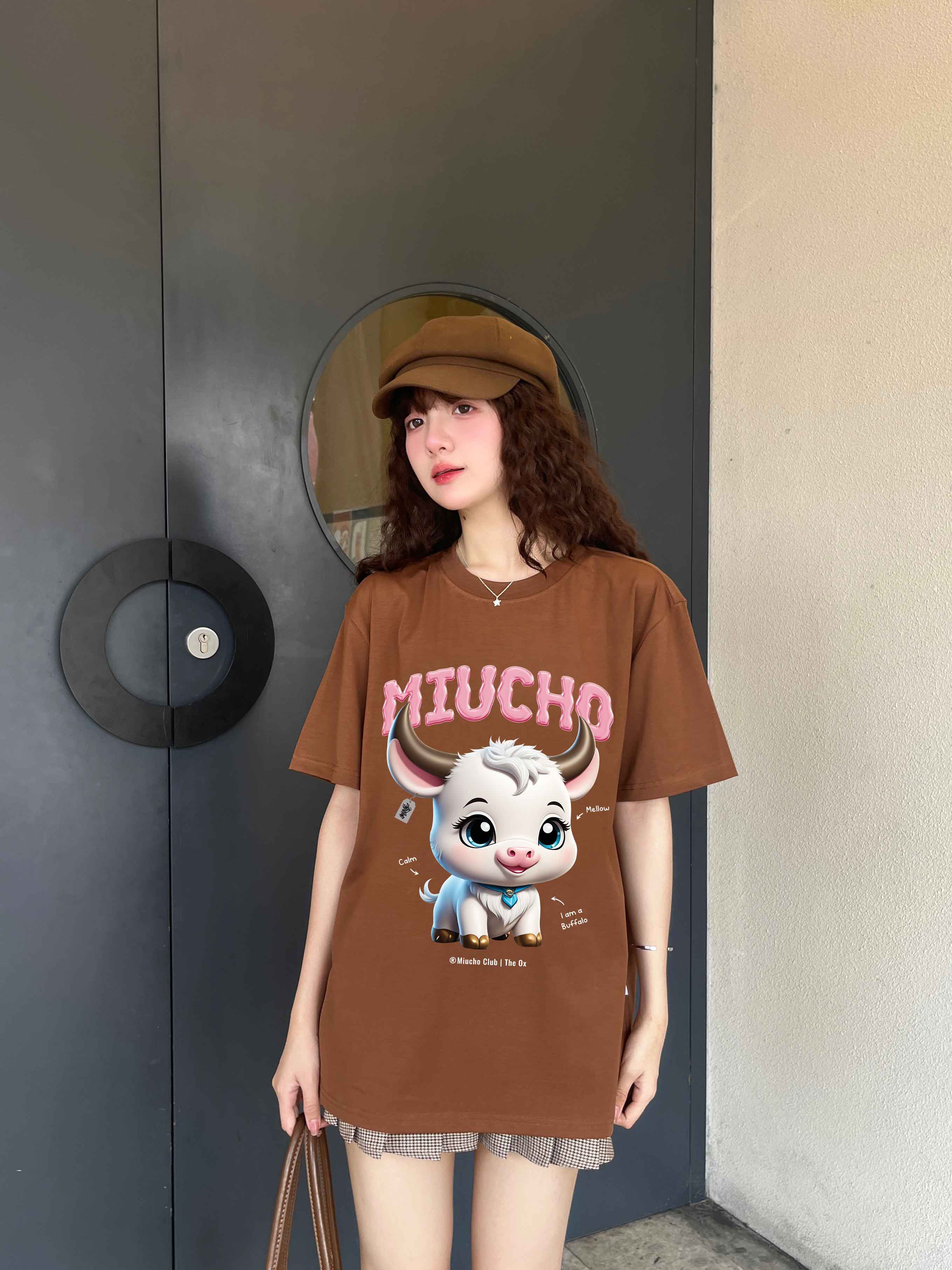 Áo thun form rộng 12 con giáp tuổi Sửu ATD1247 Miucho tay ngắn cổ tròn in mix_thumbnail_5