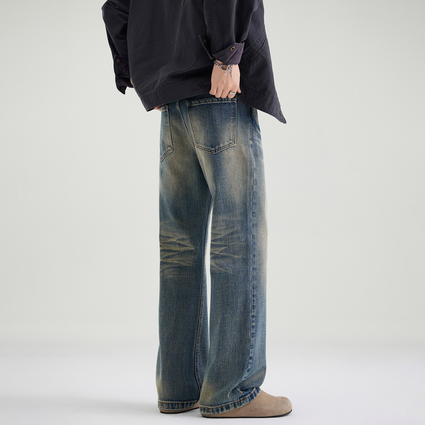 Quần jean ống rộng phong cách retro thông thường của Mỹ cao cấp dành cho nam giới theo xu hướng quần dài đa năng cá tính_thumbnail_5