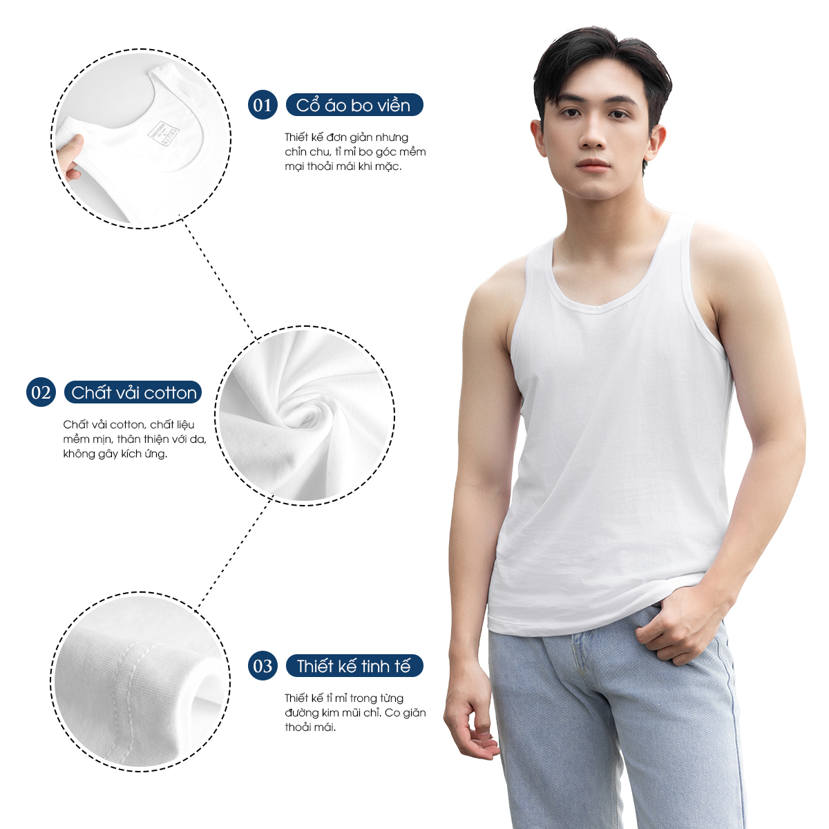 Áo Ba Lỗ Nam Lót Trong Trắng Chất Cotton Co Giãn Thấm Hút Tốt GTT08_thumbnail_5