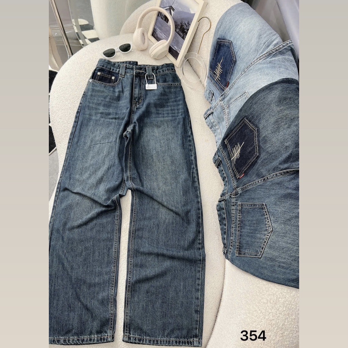 Quần suông jean thêu lưng cao kiểu QJ354 dành cho nàng béo mập từ 55-90kg_thumbnail_3