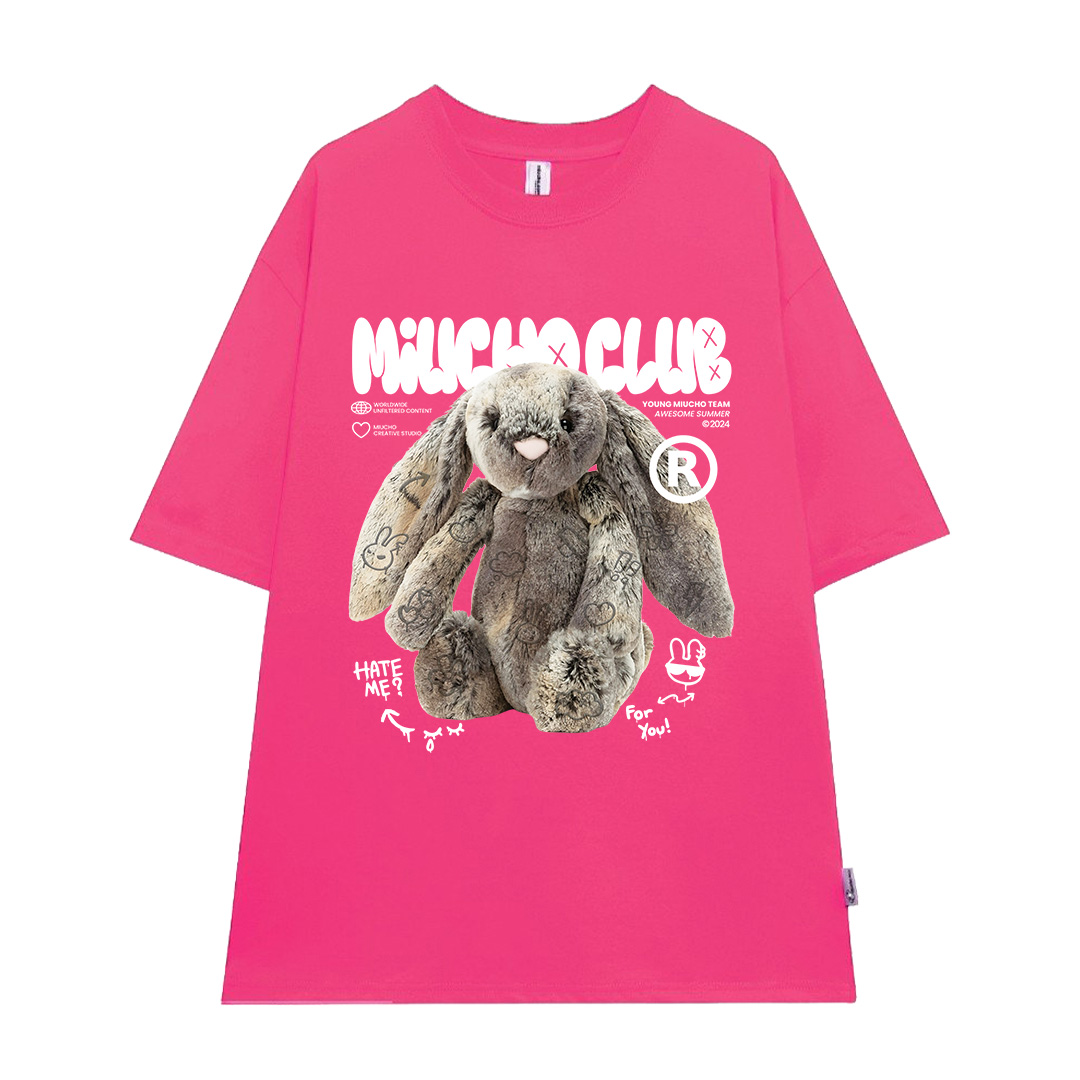 Áo thun thỏ Bunny form rộng local brand ATD1254 Miucho tay ngắn cổ tròn in mix_thumbnail_14