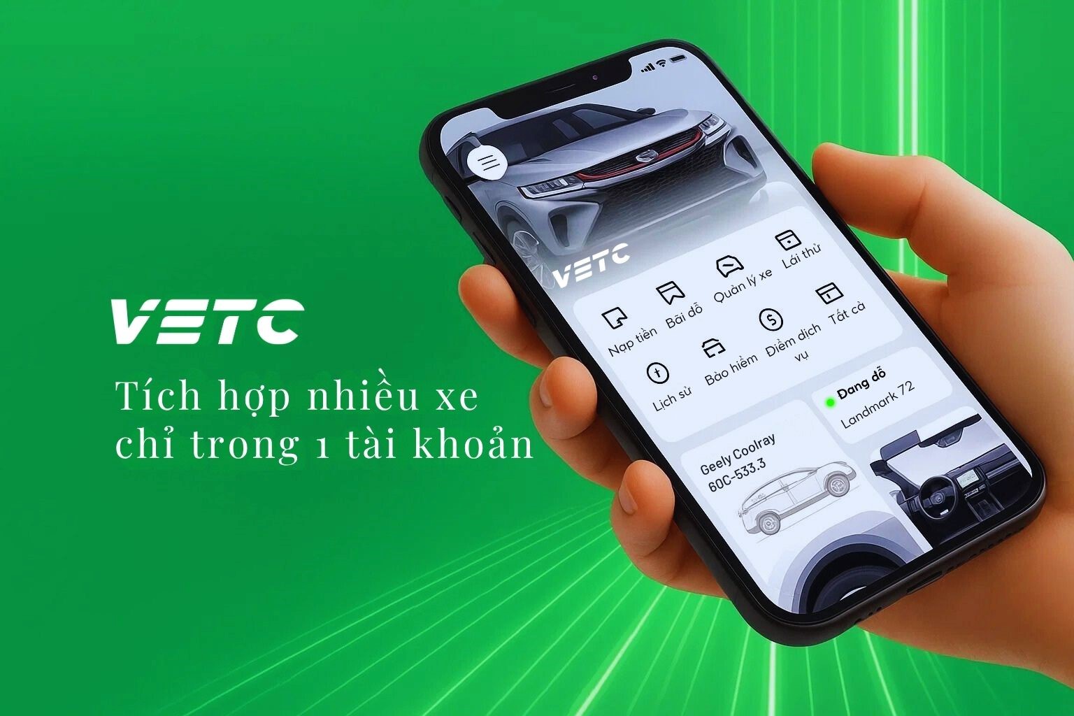 Quản lý nhiều xe với một tài khoản VETC duy nhất.