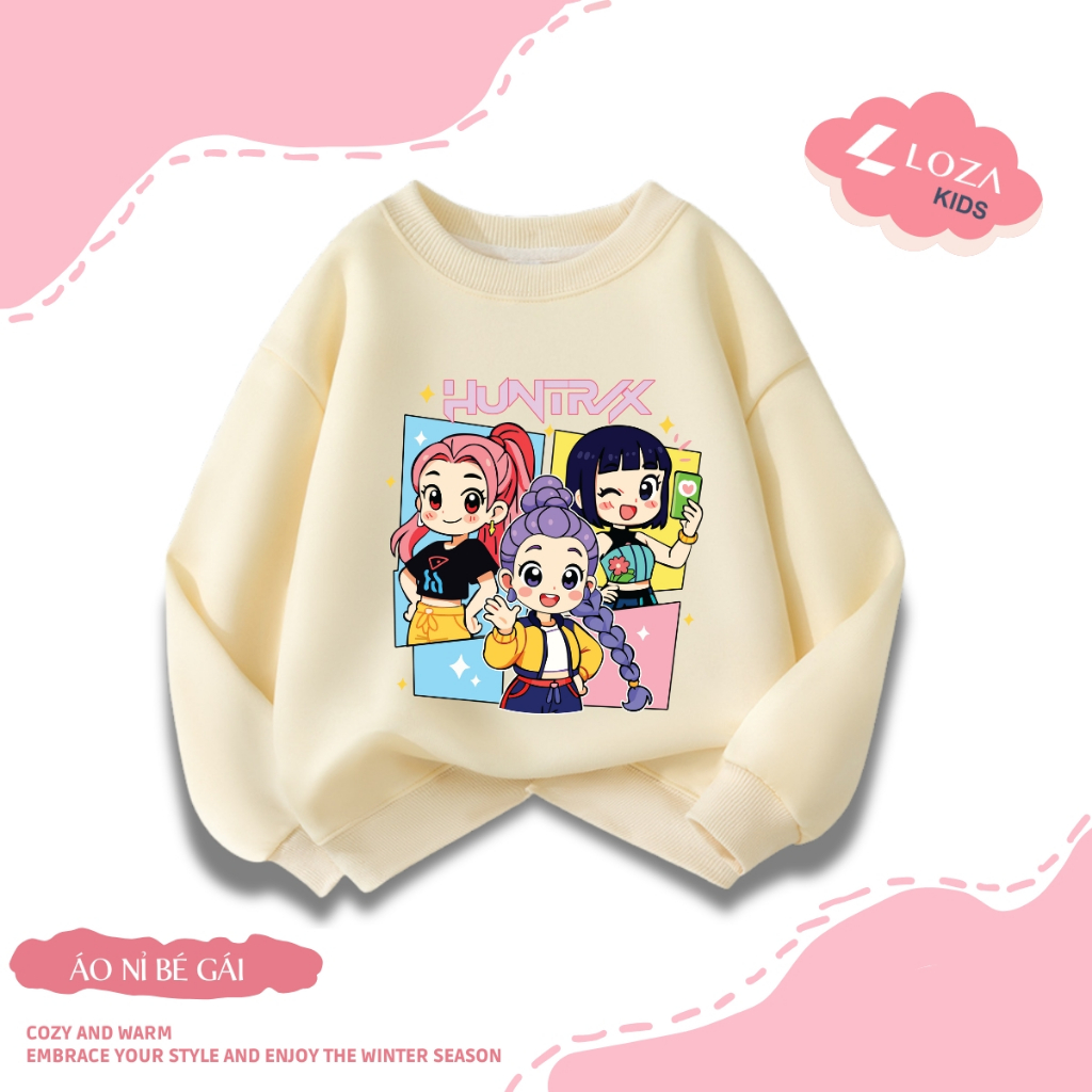 Áo nỉ sweater bé gái in hình Huntrix - Loza Kids IN020