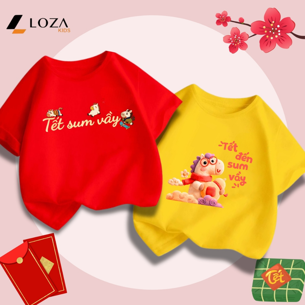 [BST Tết 2026] Áo thun bé trai, bé gái hình chủ đề Tết 2026 - Loza Kids AT038 AT038