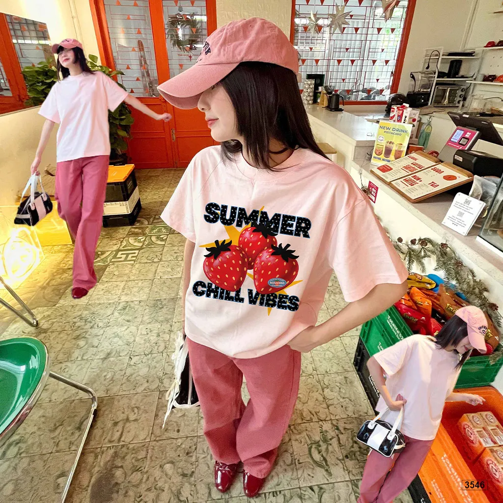 Áo thun boxy nam nữ Dâu Tây Miucho 3546_thumbnail_2