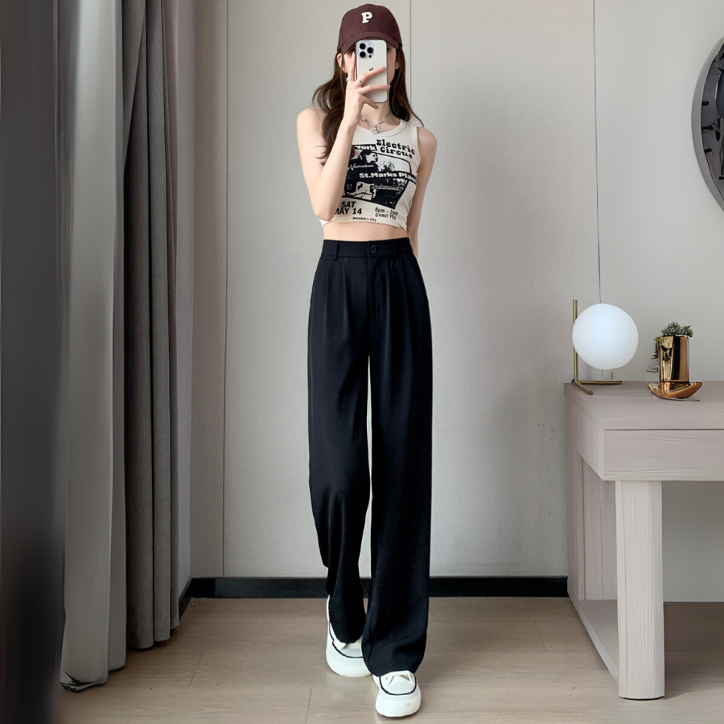 Quần suông nữ ống rộng phong cách Hàn Quốc 3 màu đen,nâu,ghi - Quần dài nữ Loza LQ095227_thumbnail_0