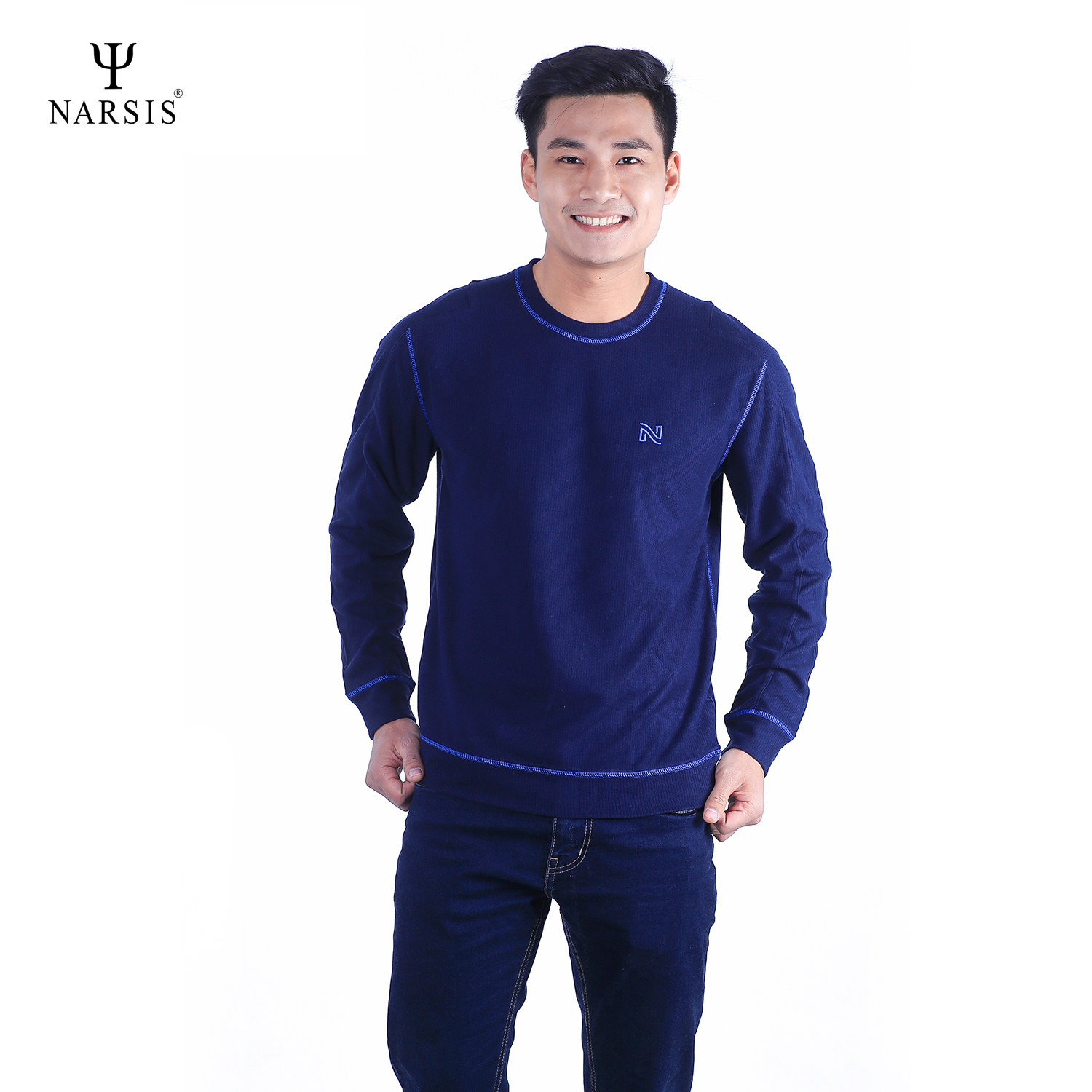 ÁO NAM THU ĐÔNG D7081 NARSIS VẢI LEN COTTON ẤM ÁP, THOÁNG MÁT, GIỮ ẤM TỐT, MỀM MẠI_thumbnail_2