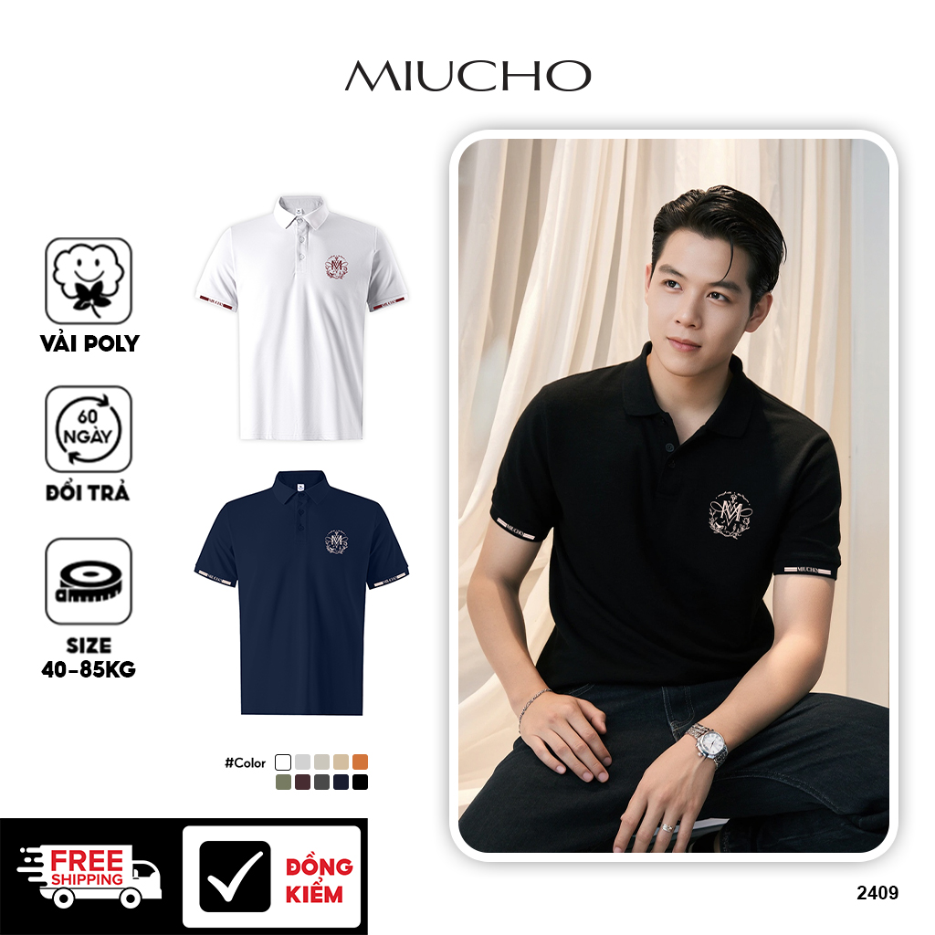 Áo polo nam cá sấu form vừa PLCSD2409 Miucho Iconic chất vải cao cấp co giãn tốt đồ bền cao in mix