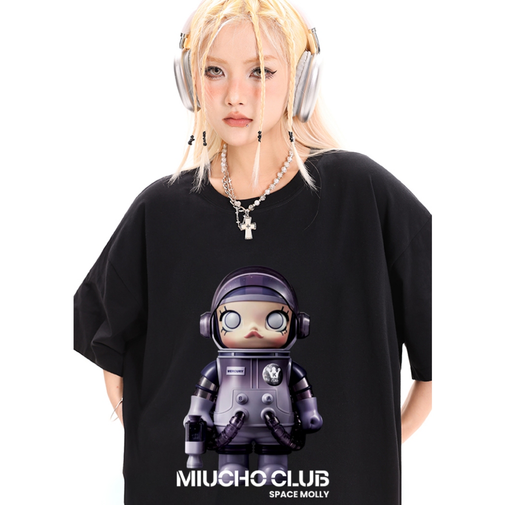 Áo thun unisex phi hành gia local brand form rộng ATD703 Miucho cotton cổ tròn in mix_thumbnail_5