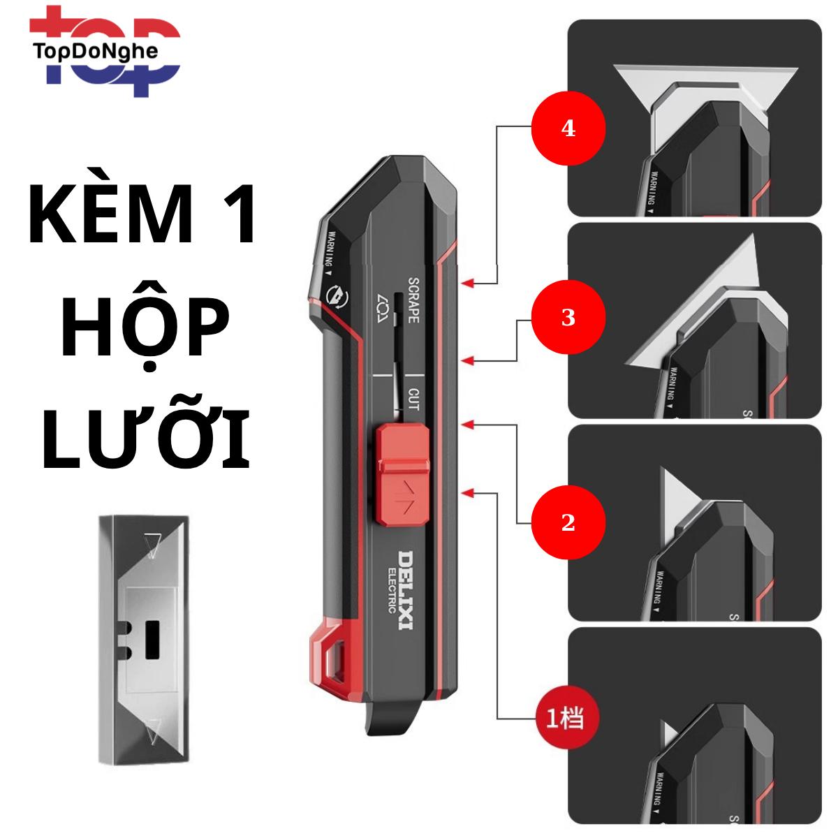 Dao rọc giấy, rọc cáp điện lưỡi xoay ngang Delixi cao cấp 4 cập độ cho thợ điện, cầm chắc tay, đồ nghề điện điều chỉnh linh hoạt_thumbnail_1