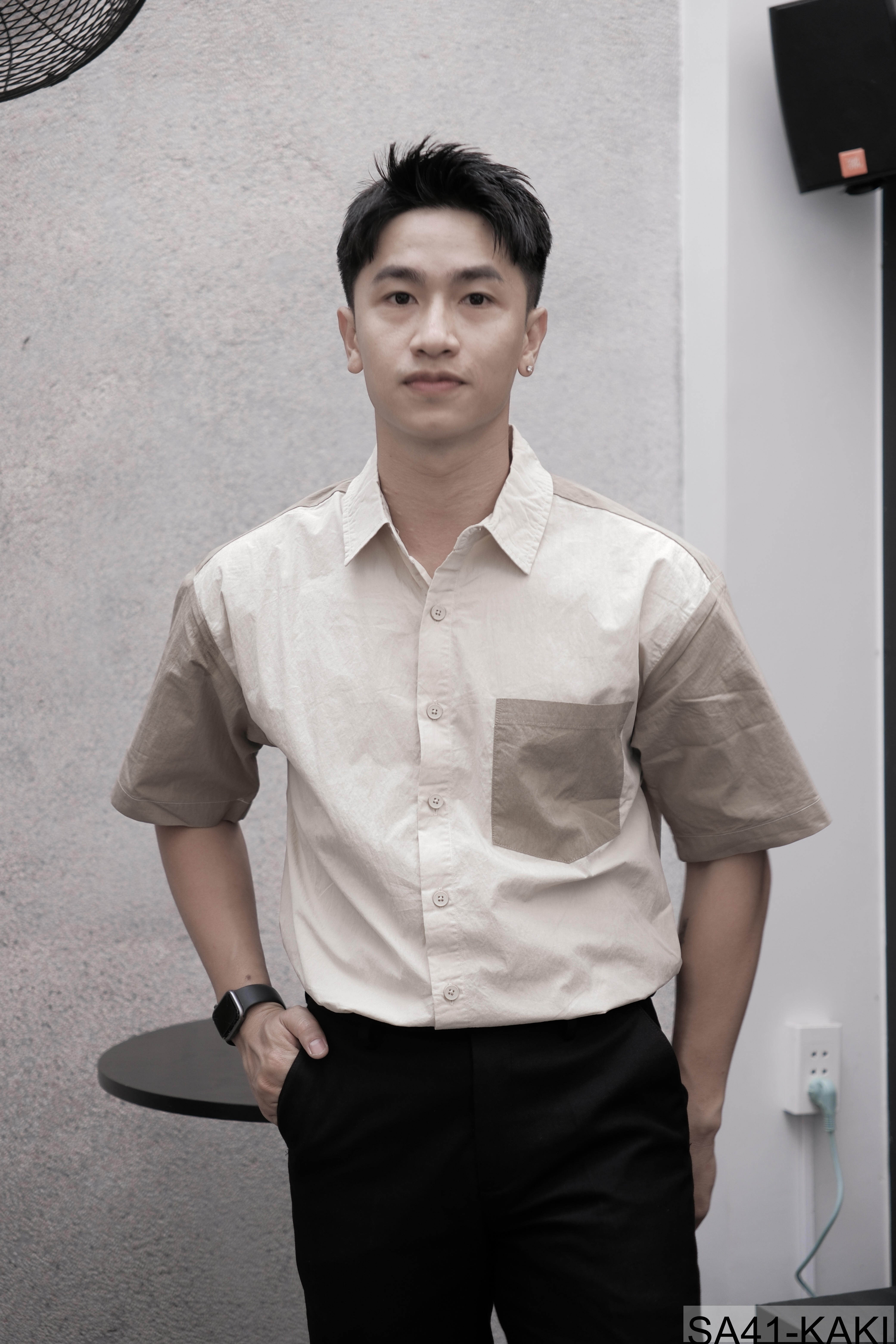 SA41 - Áo sơ mi nam tay ngắn phối màu phong cách Hàn Quốc, chất cotton thoáng mát_thumbnail_13