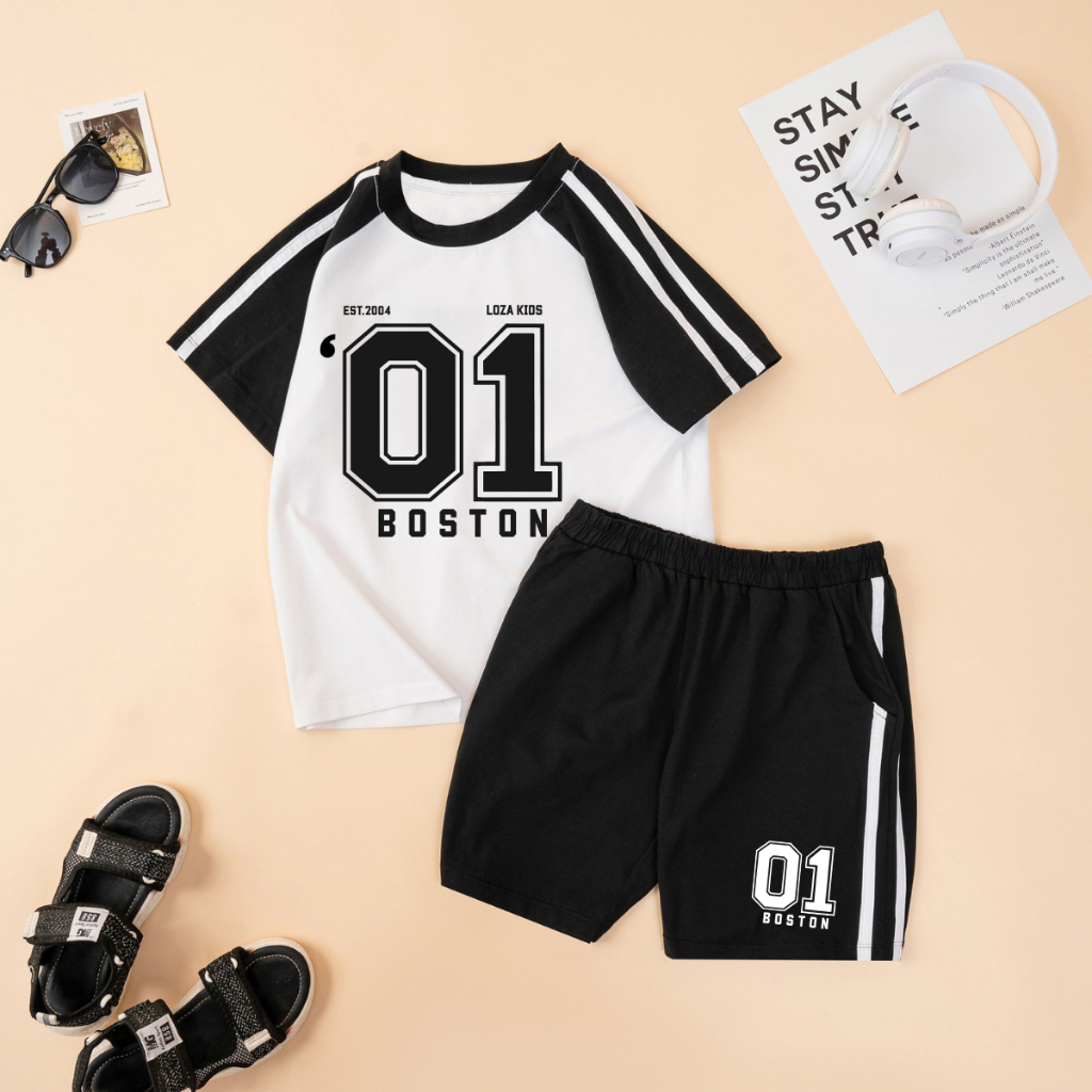 Set bộ bé trai, bé gái phối viền hình BOSTON - Loza Kids BF610_thumbnail_2