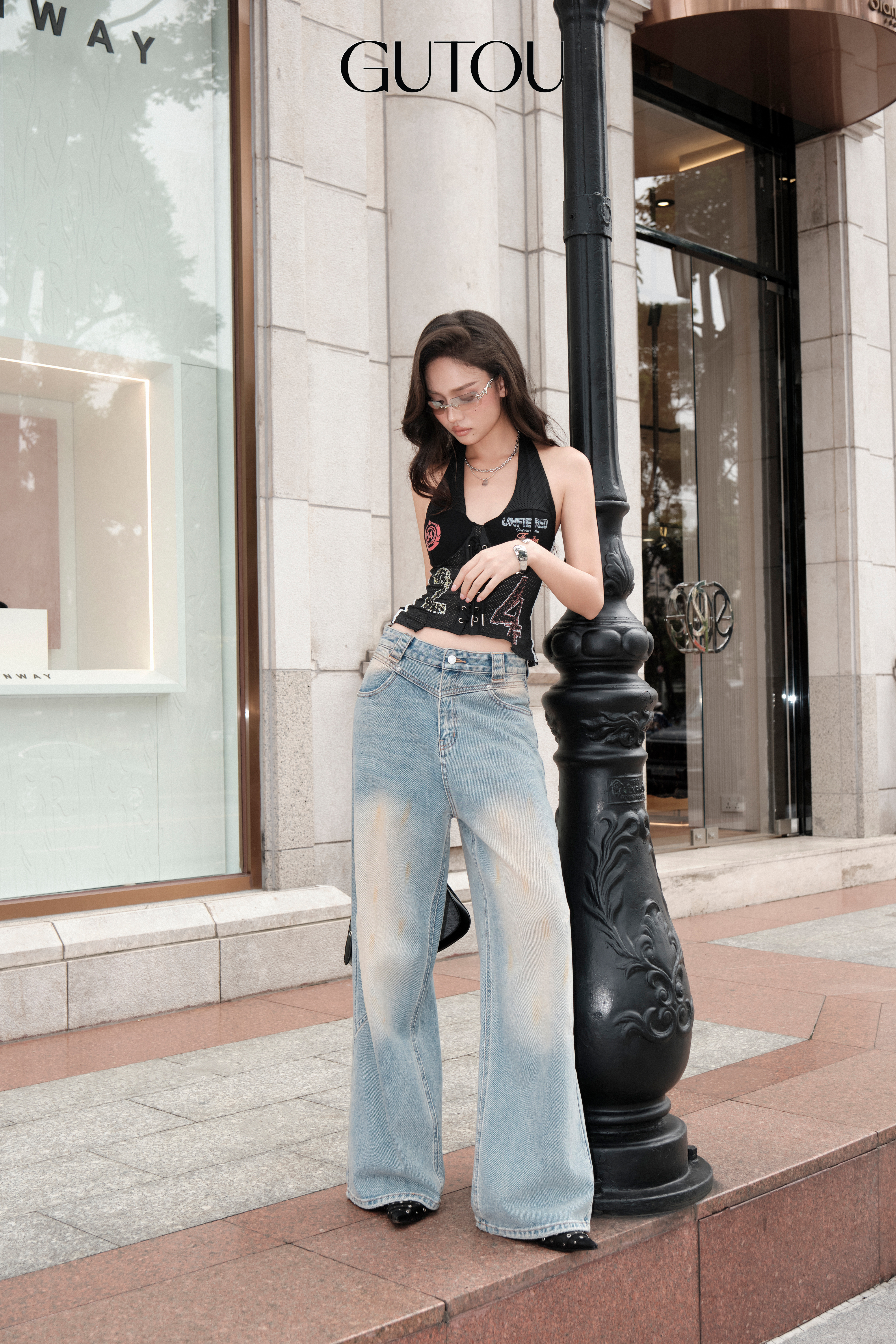 [ GUTOU ] Quần Jean Suông Wash Loang Kathy