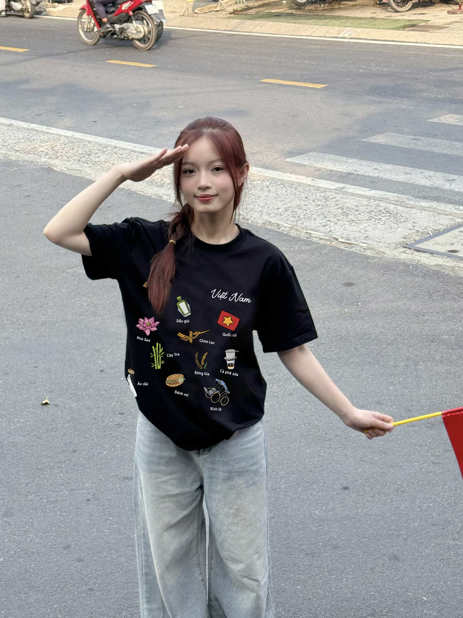 Áo thun nữ form rộng Việt Nam tôi yêu 2131 Miucho cổ tròn vải cotton 4c 220gsm thoáng mát in mix_thumbnail_5