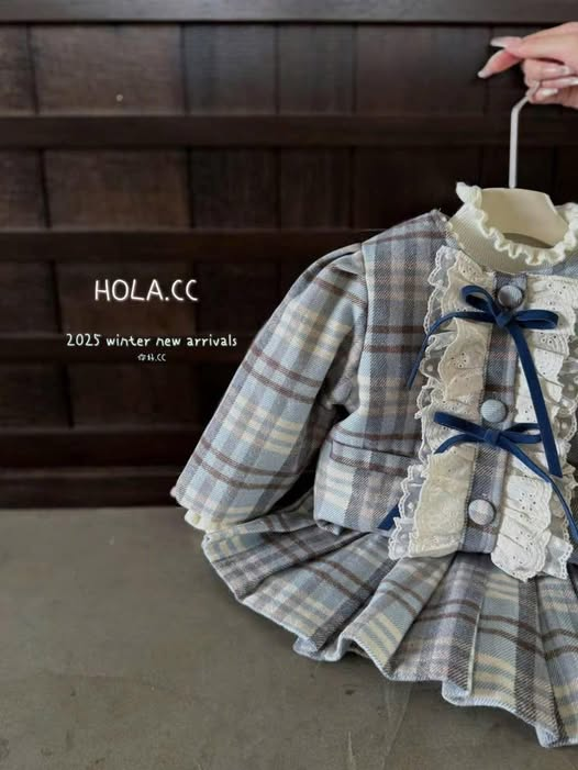 (S87) Set dạ xanh kẻ caro Hola CC_thumbnail_0