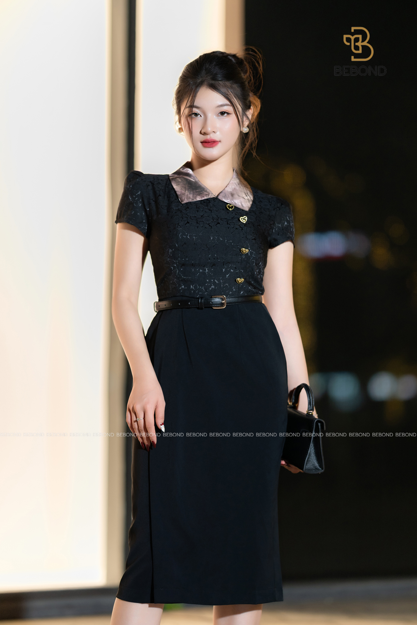 Đầm cổ sơ mi KAYLIN màu ĐEN_thumbnail_3