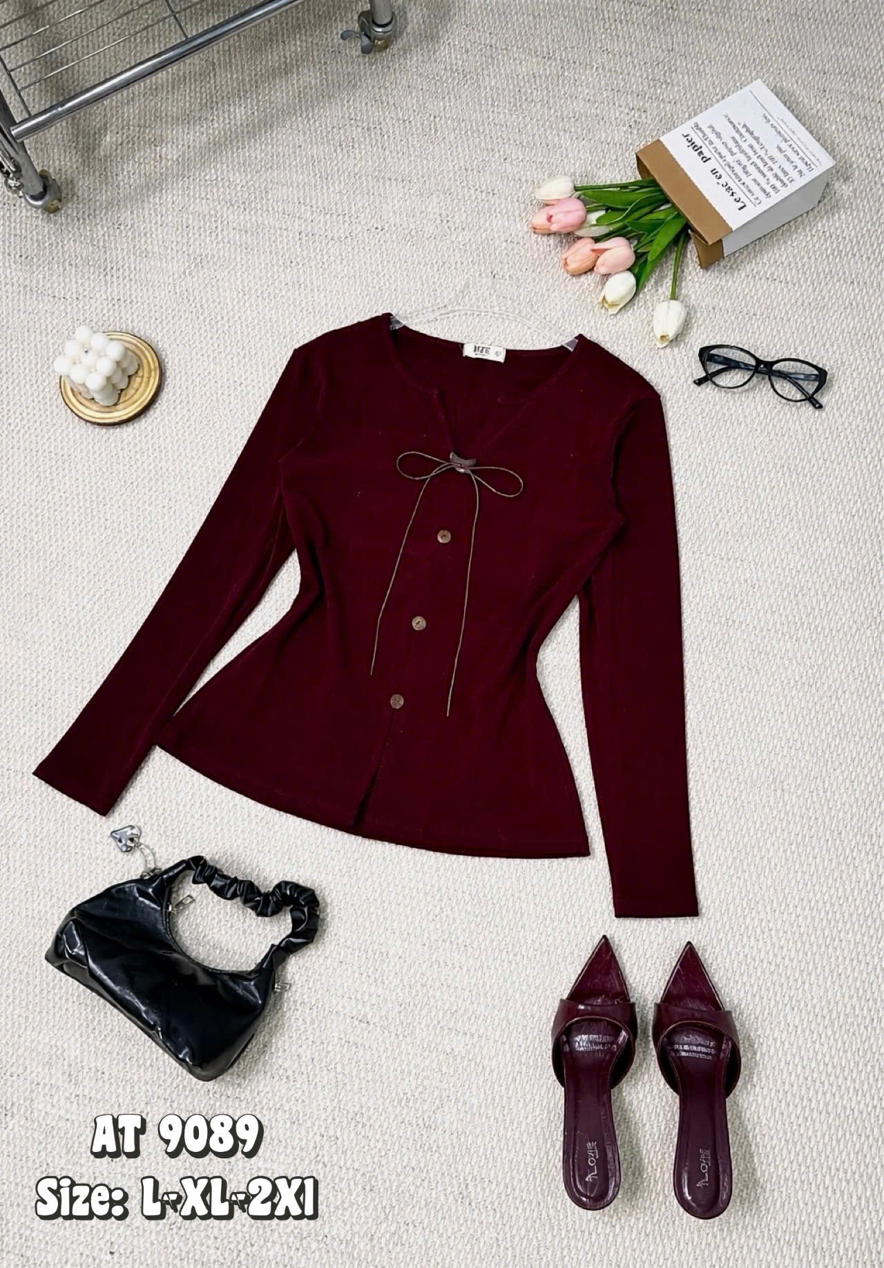 BIGSIZE NỮ - Áo thun tay dài phối nút gỗ T- AT9089_thumbnail_6