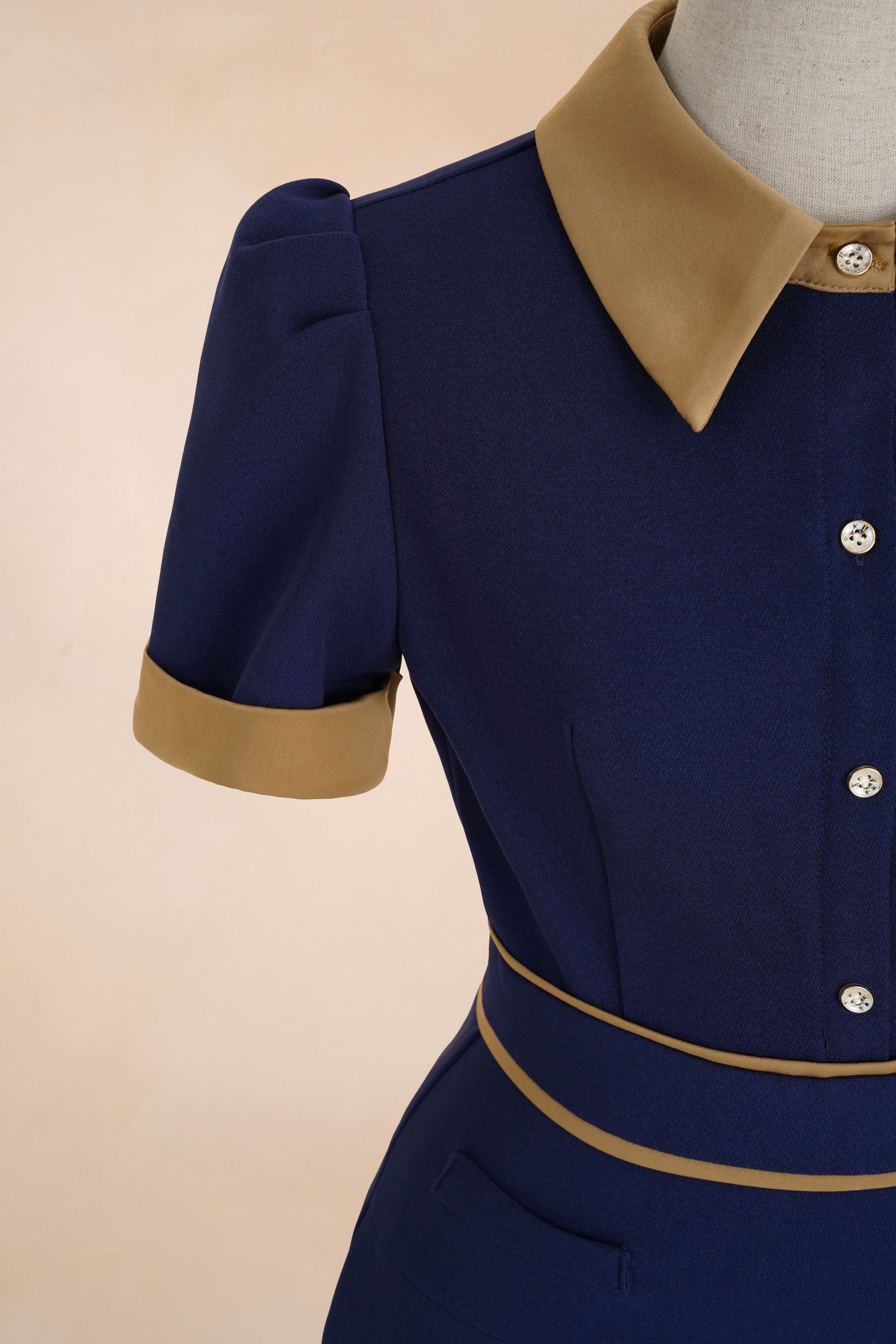 Đầm Bút Chì Viền Nâu Cúc Dọc_thumbnail_3