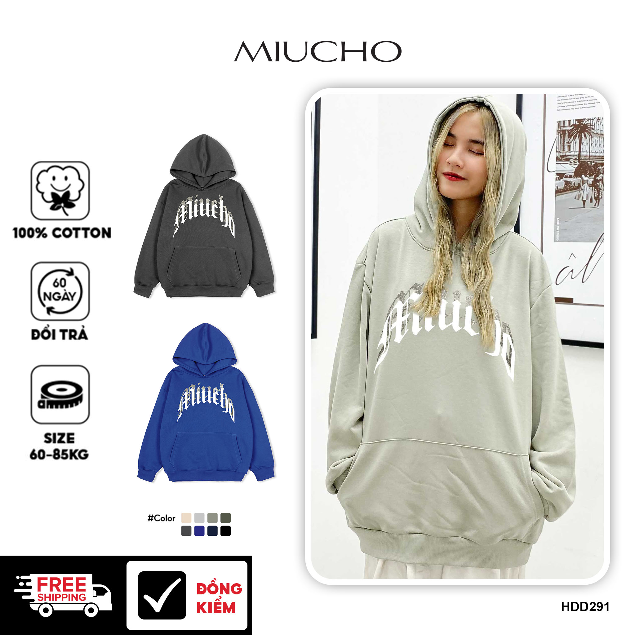 Áo hoodie nữ form rộng HDD291 Miucho chân cua in typography_thumbnail_1