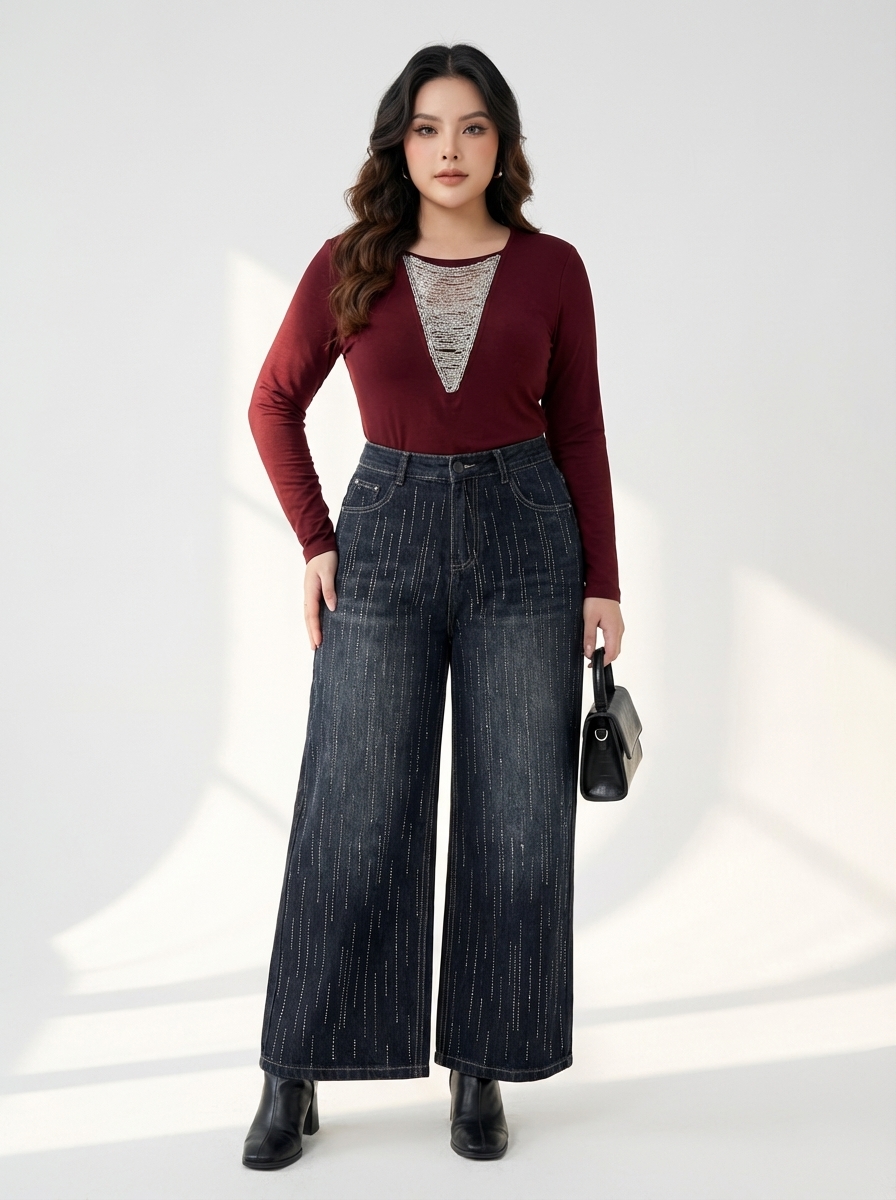 BIGSIZE NỮ - Quần suông nấm T- QJ5042