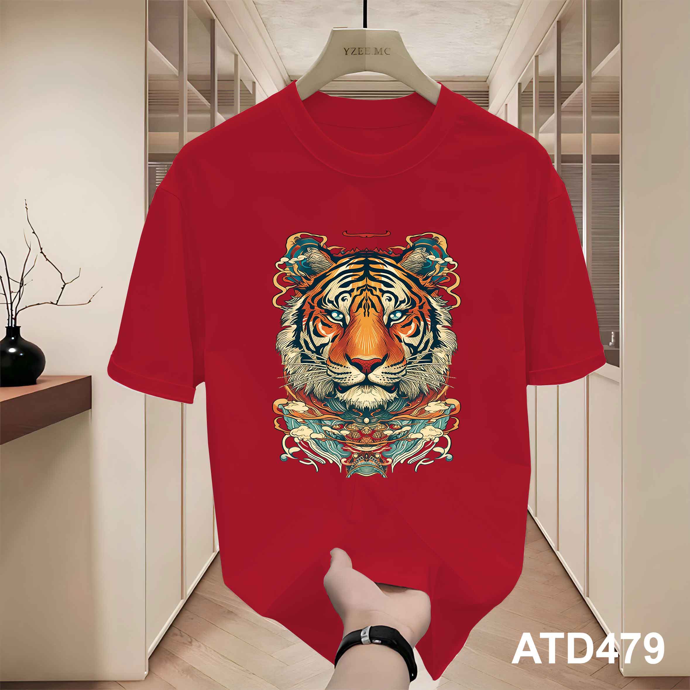 Áo thun nam form rộng 12 con giáp tuổi Dần ATD479 Miucho Iconic cotton cổ tròn in graphic_thumbnail_2